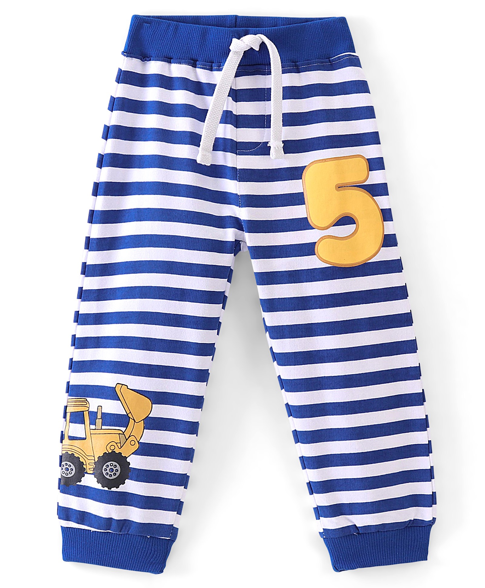 Babyhug Cotton Full Length Lounge Pant Stripes & Truck Print- Blue-image-40