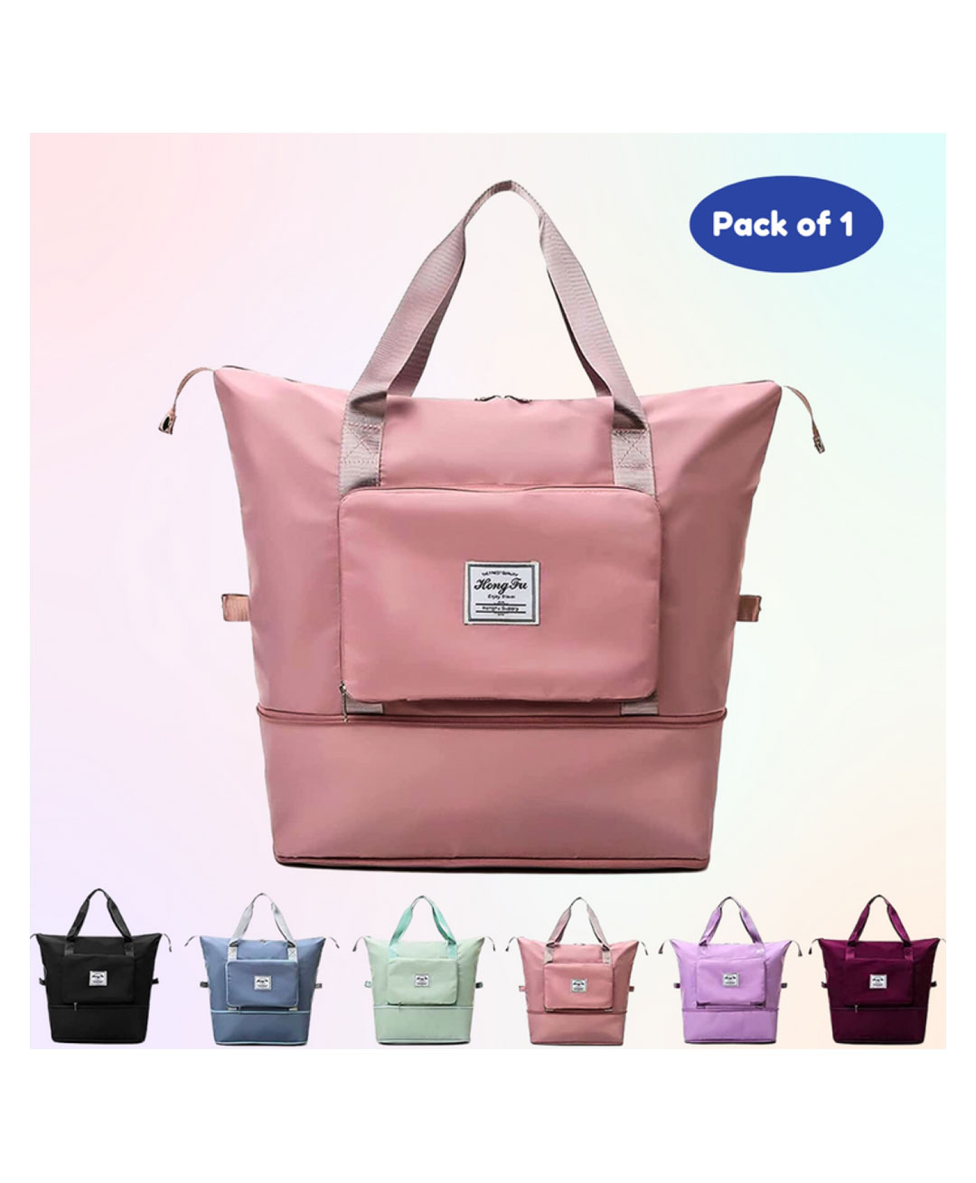 Puchku Folding Bag Waterproof Travel Duffle Bag Expandable Large Capacity Folding Lightweight Dry and Wet Separation Bag (Color May Vary)-image-7