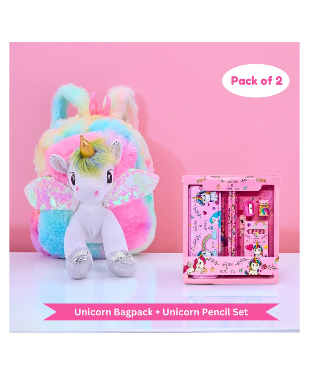 Puchku Unicorn Bag With Stationery Gift Set For Girls Kids For School Pack Of 2 - Multicolor-image-25