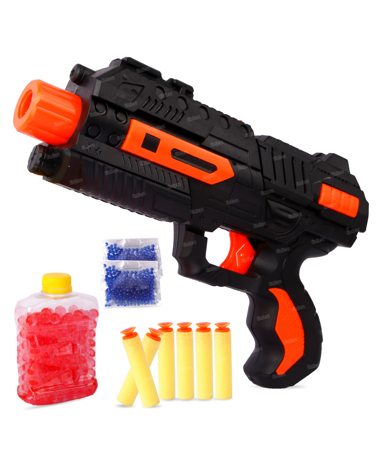 Fiddlerz Toy Gun For Kids 2 in 1 Shooting Game Gun Toy With 6 Soft Darts Shooter & 600 Pcs Jelly Balls Shots Toys (Black)-image-28