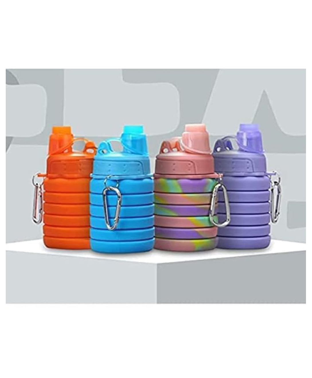 Ji & Ja Silicone Collapsible Water Bottles, 500ml Portable Foldable Expandable Water Bottle Sports Cups with Carabiner, Leak Proof Reusable BPA Free-image-19