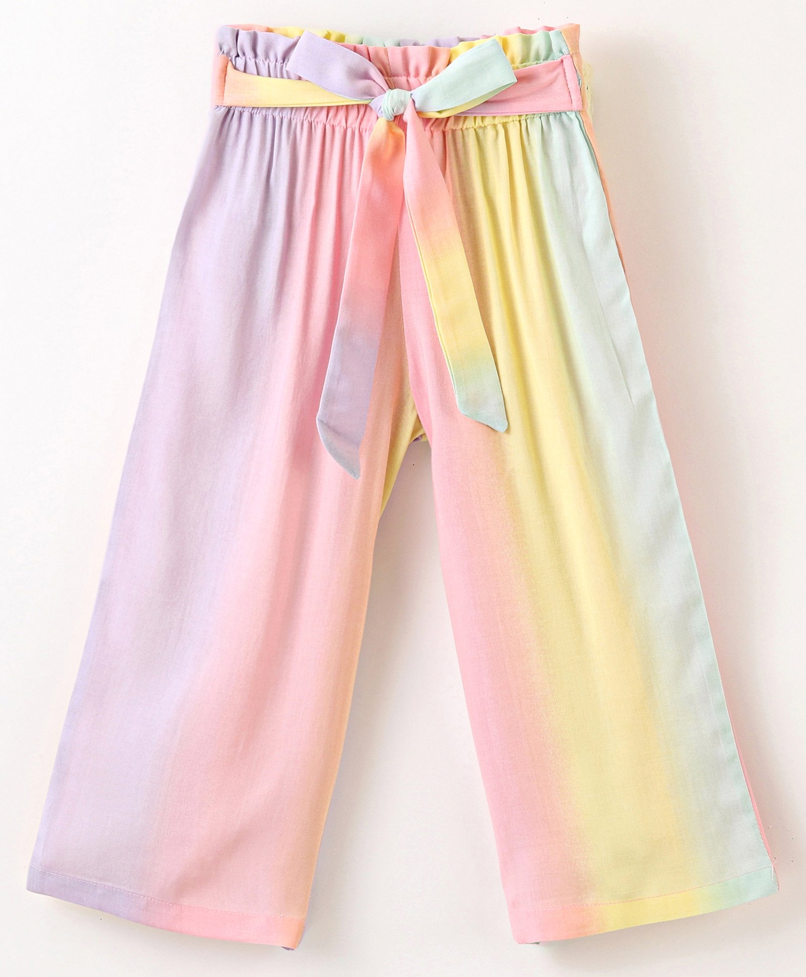 CrayonFlakes Tie Dye Striped Belted Palazzo - Pink-picture-23