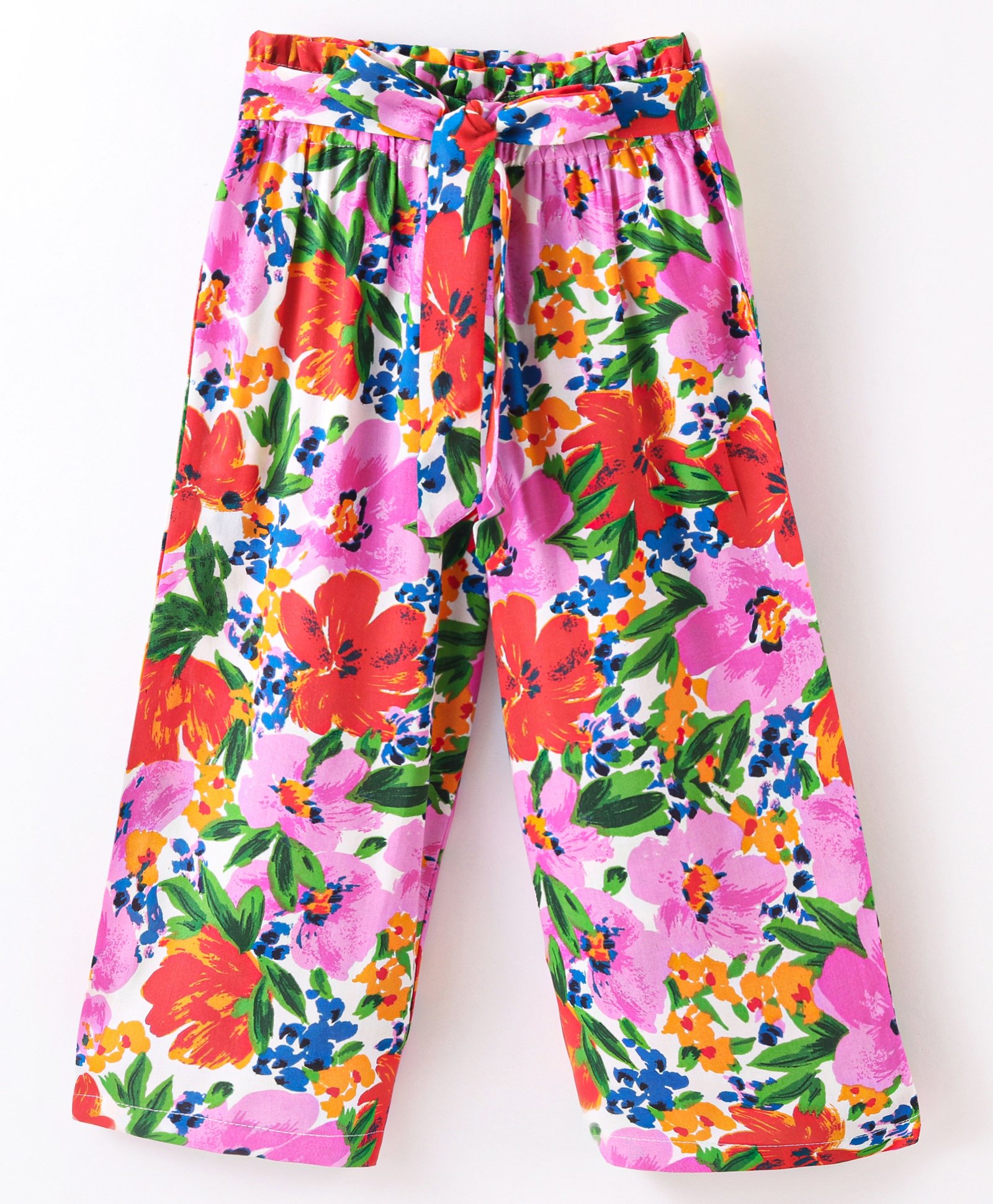 CrayonFlakes Floral Printed Belted Palazzo - Pink-picture-26
