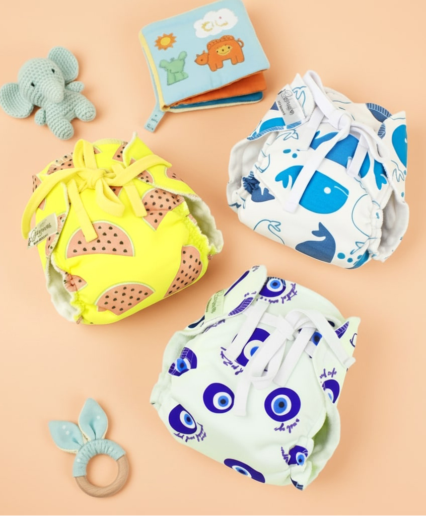 Snugkins 100% Cotton Nappy Small Size Pack of 3 - Multicolor-image-46