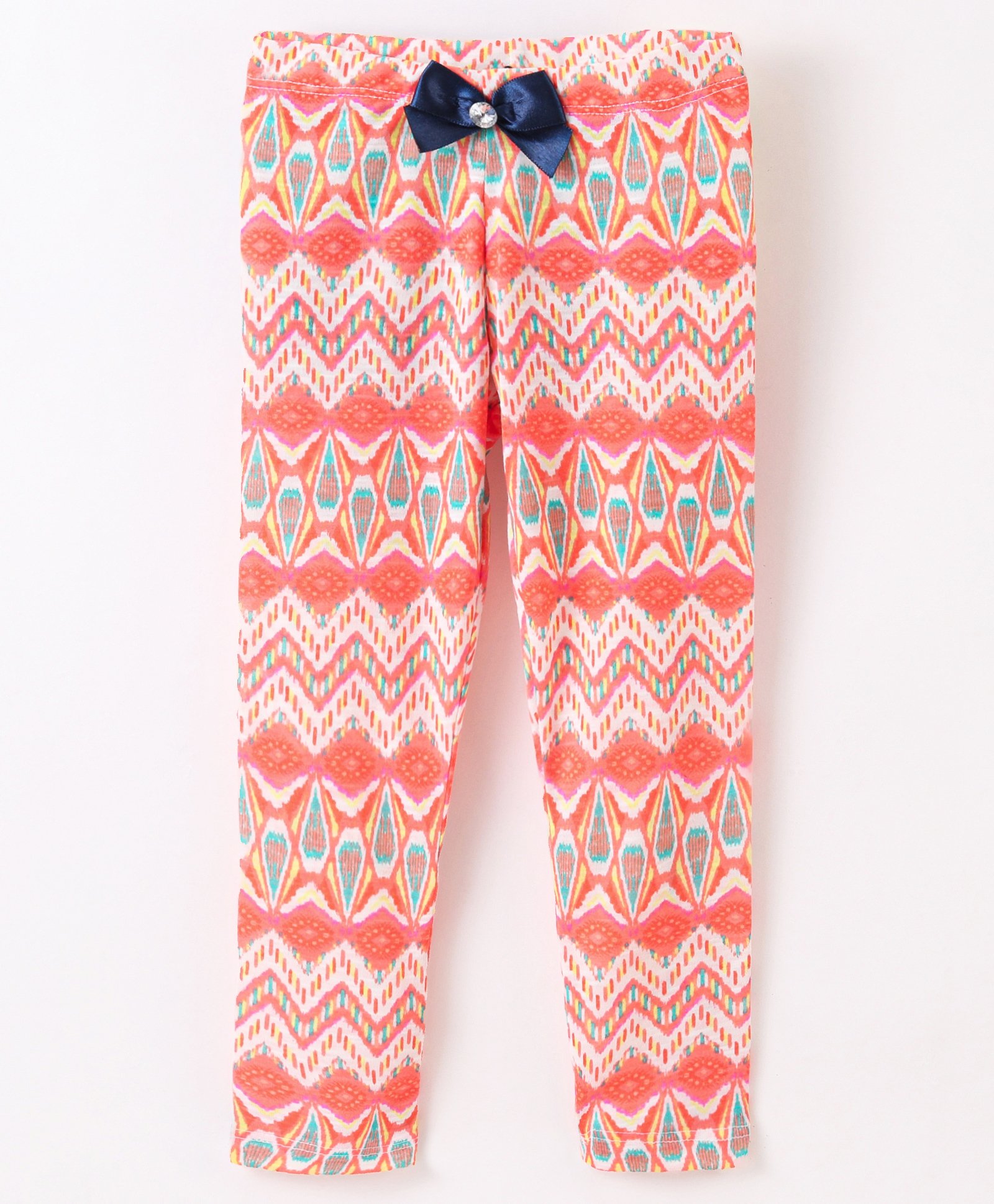 CrayonFlakes Jacquard Design Printed & Bow EmbellishedLeggings - Orange-picture-14