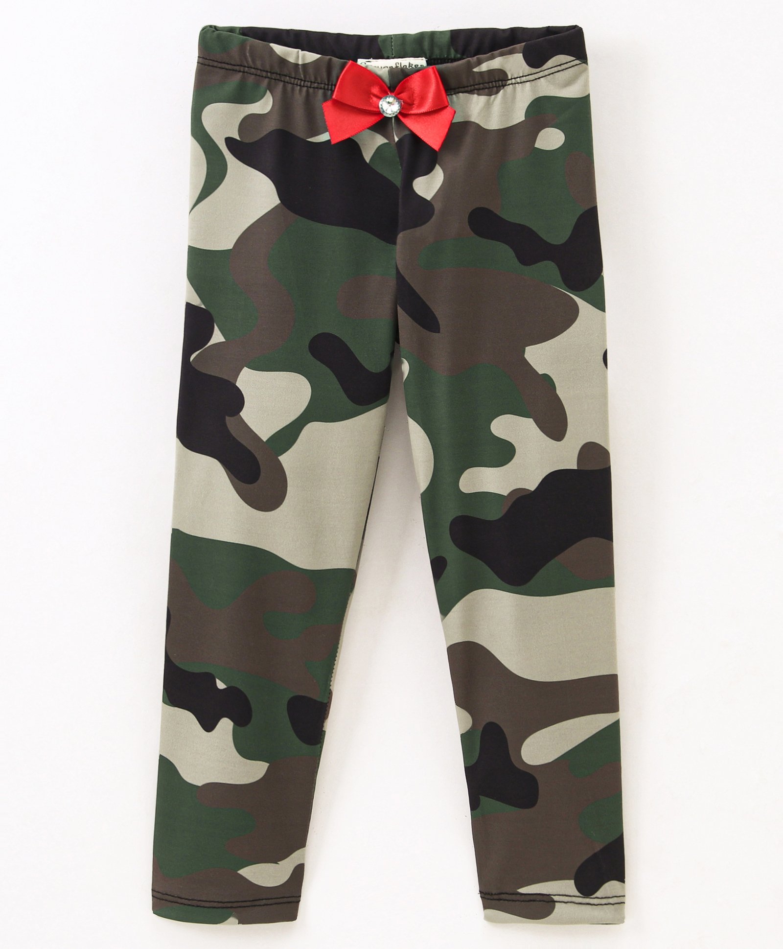 CrayonFlakes Camouflage Printed & Bow Embellished Leggings - Green-image-36