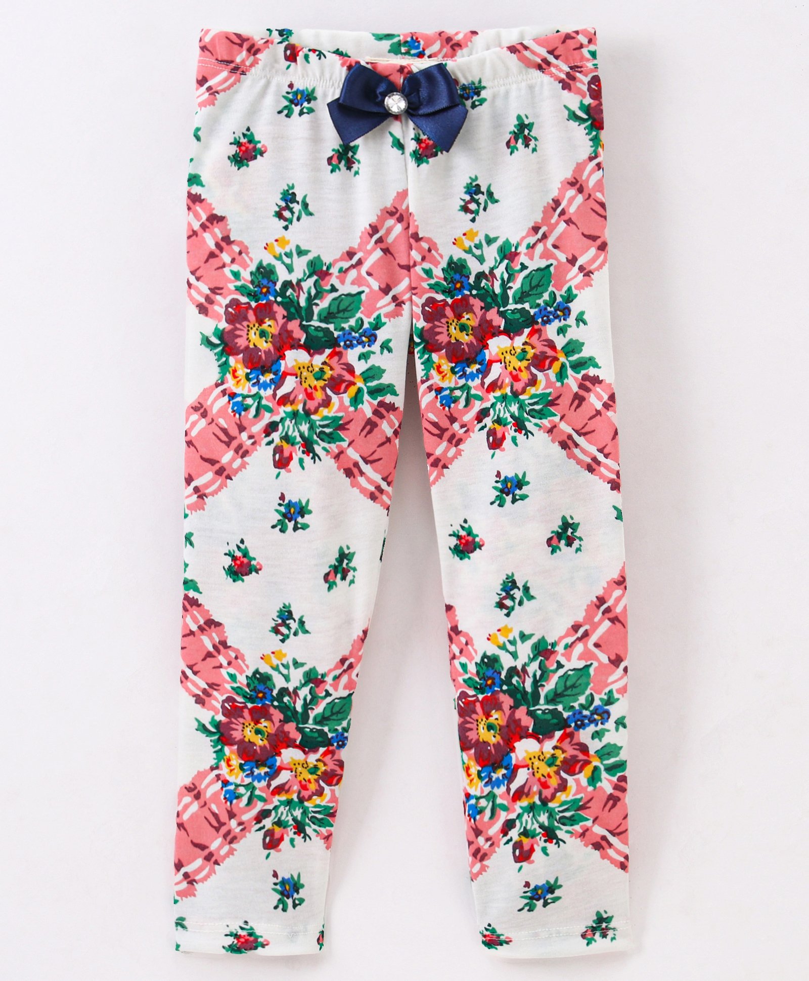 CrayonFlakes Floral Printed  & Bow Embellished Leggings - Off White-image-42