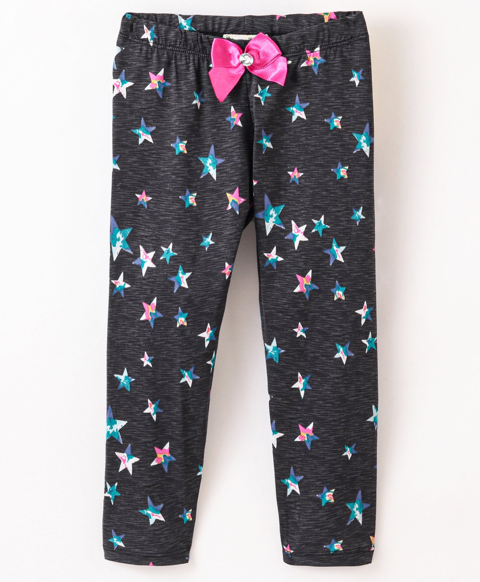 CrayonFlakes Stars Printed & Bow Embellished Leggings - Grey-image-10