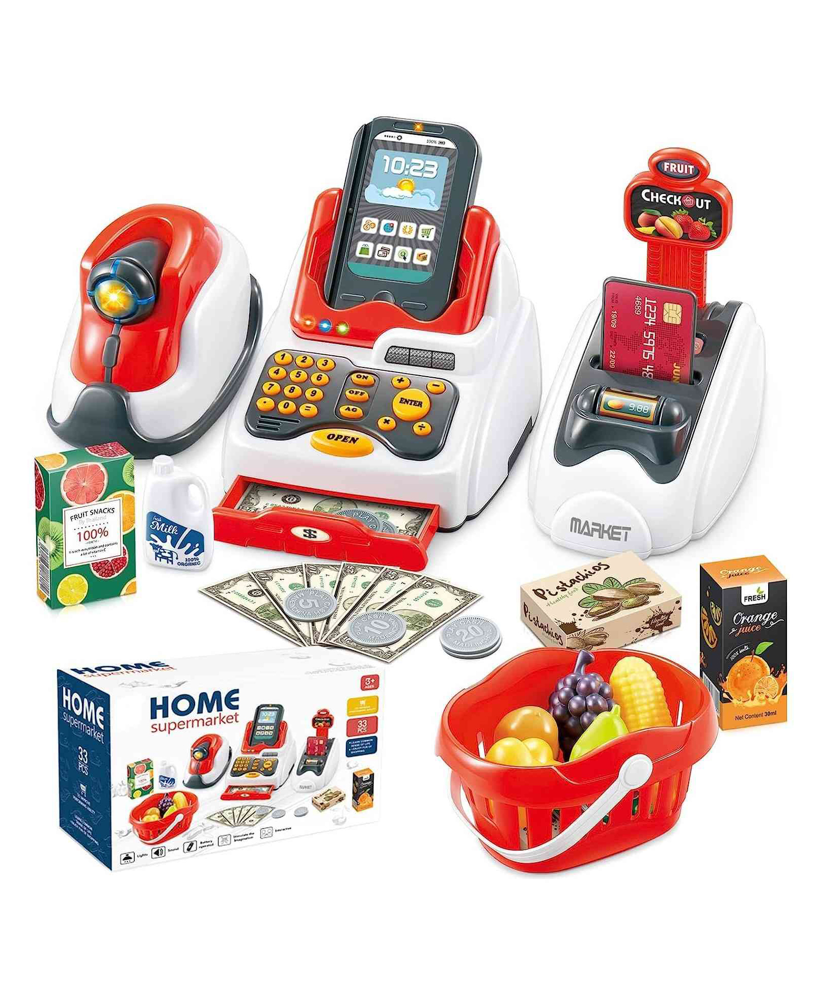 Yamama 3 in 1 Electronic Toy Cash Register Toy with Light and Sound for Kids - Multicolour-picture-26