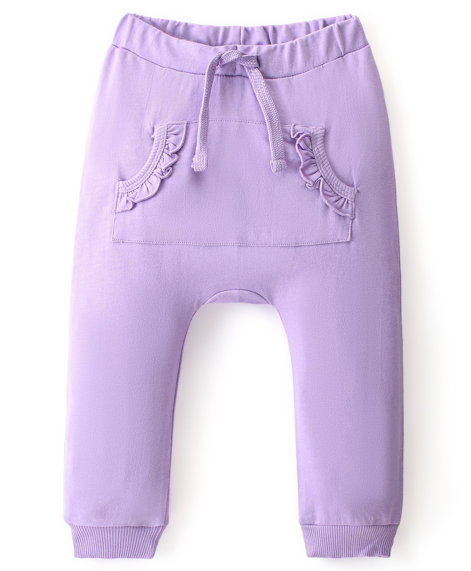 Babyhug Cotton Looper Full Length Diaper Pant Solid Color with Front Pockets - Purple-image-35
