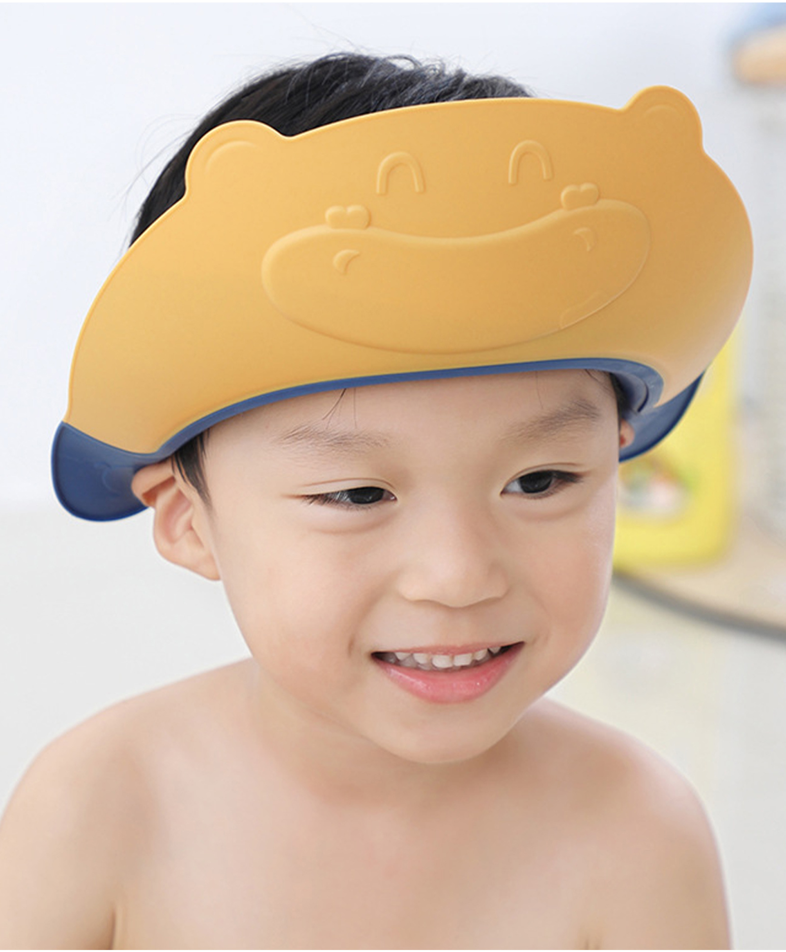 Bembika Baby Shower Cap For Washing Hair Soft Bathing Baby Shower Cap For Eye & Ear Protection   Bear Blue-image-15