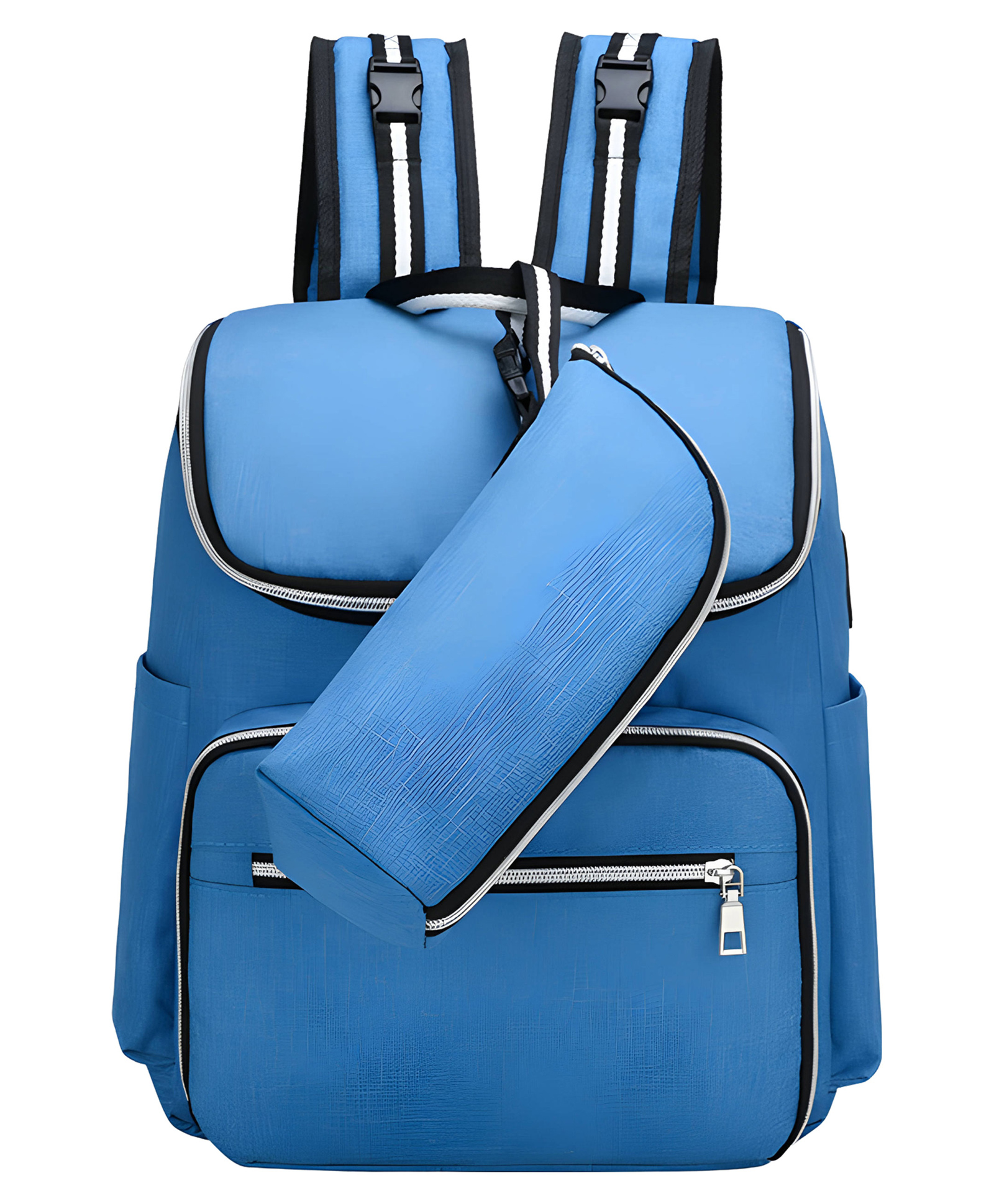 Bembika Diaper Bags For Mom And Dad Kids For Travel Backpack With Small Bottle Pouch- Blue-image-43