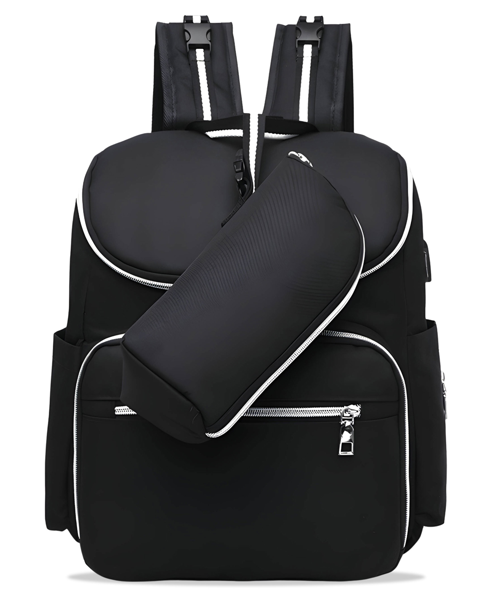 Bembika Diaper Bags For Mom And Dad Kids For Travel Backpack With Small Bottle Pouch- Black-image-44