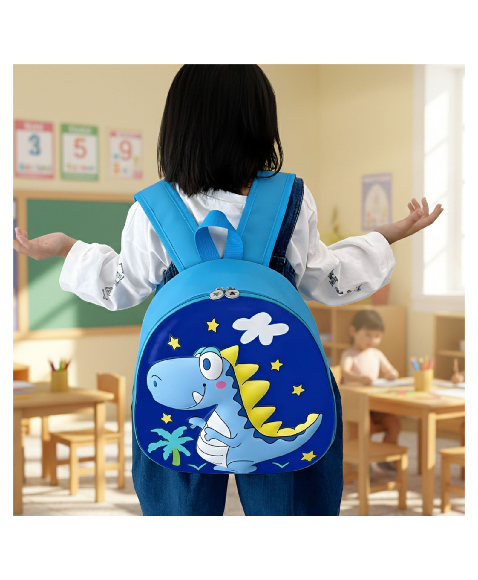 Bembika Kindergarten Cute Cartoon Kids School Bag Dino Blue - 11.8 Inches-image-31