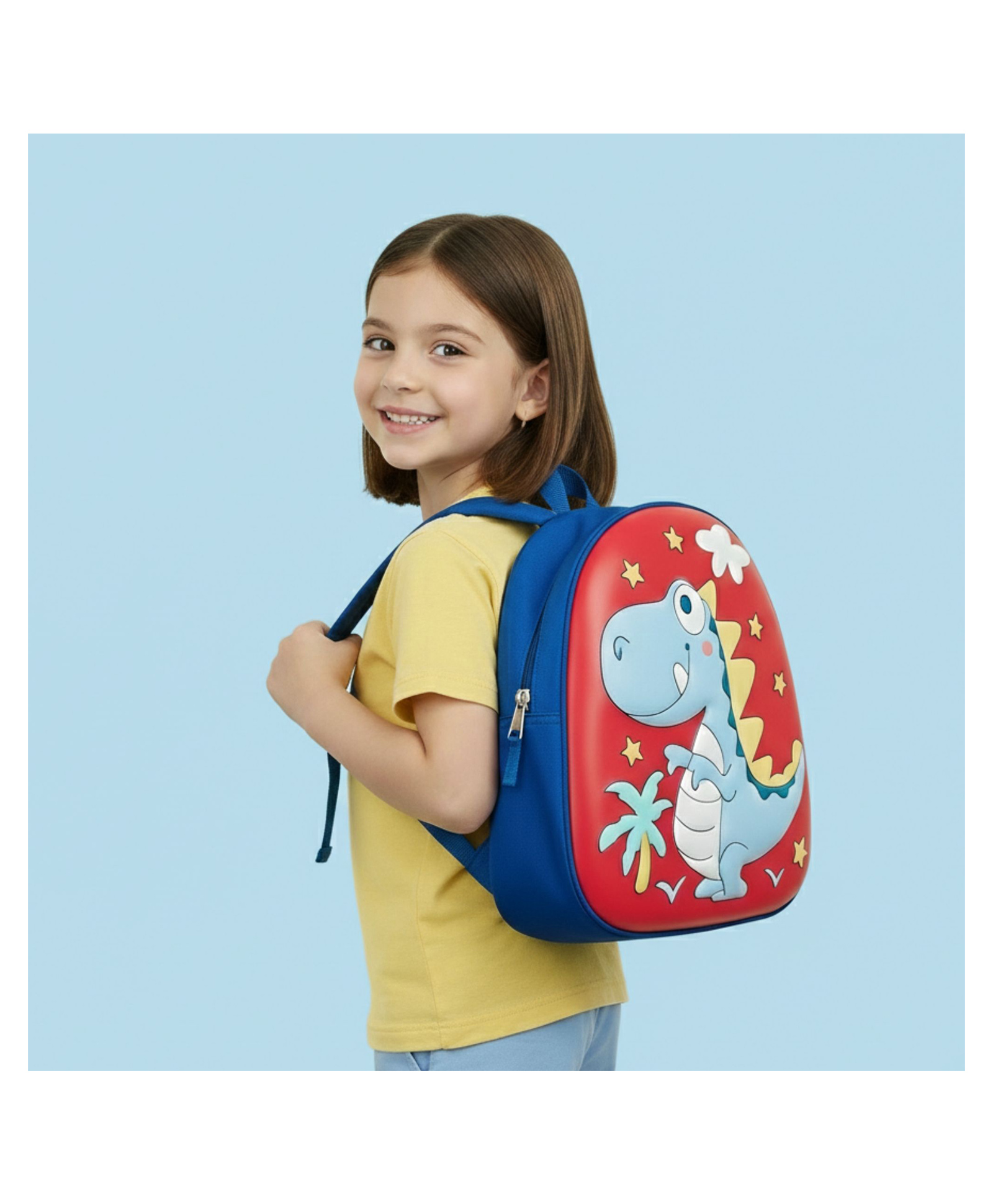 Bembika Kindergarten Cute Cartoon Kids School Bag Dino Red - 11.8 Inches-picture-6