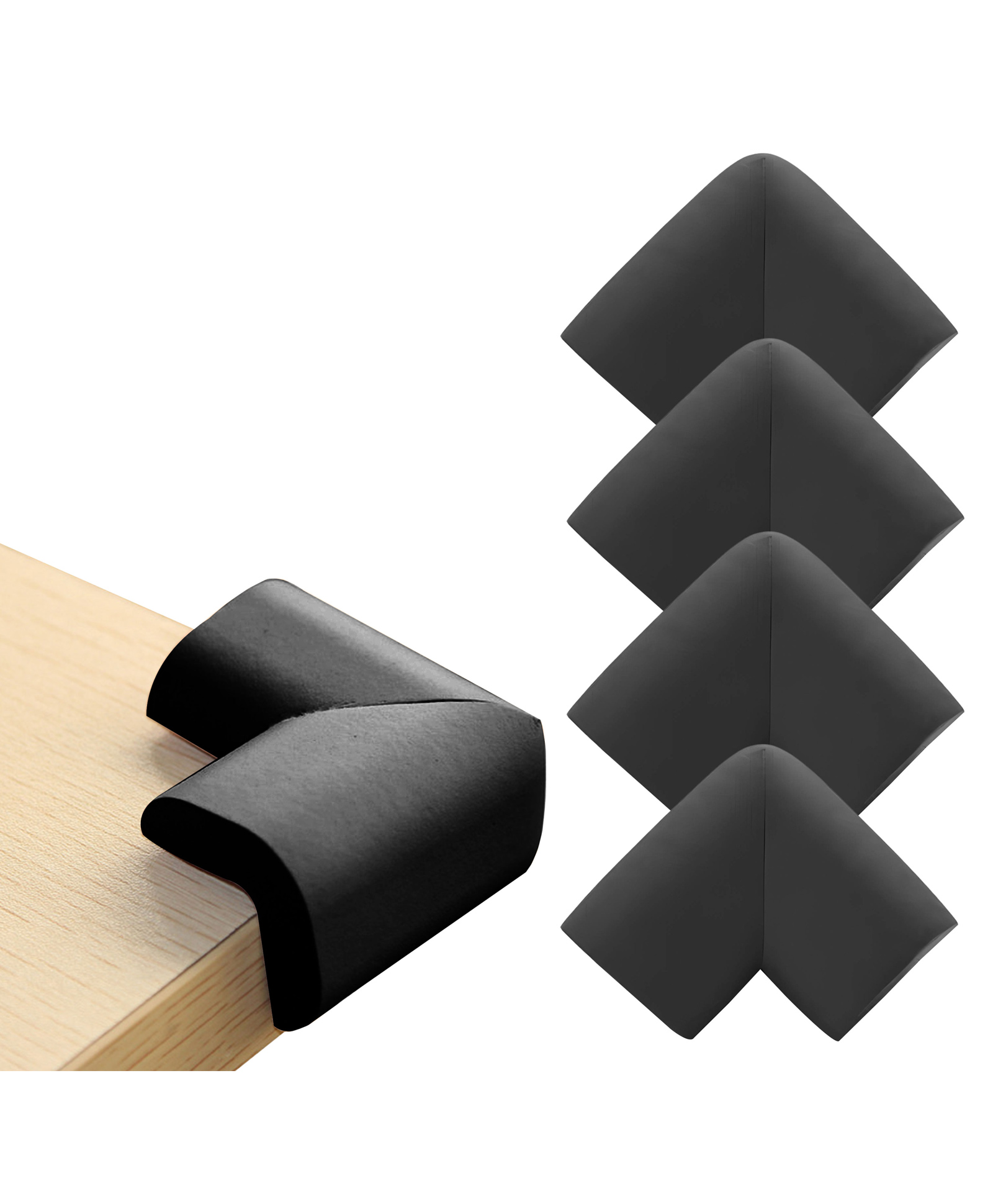 Bembika L-Shaped Baby Safety Corner Protector Pack of 4 - Black-image-4