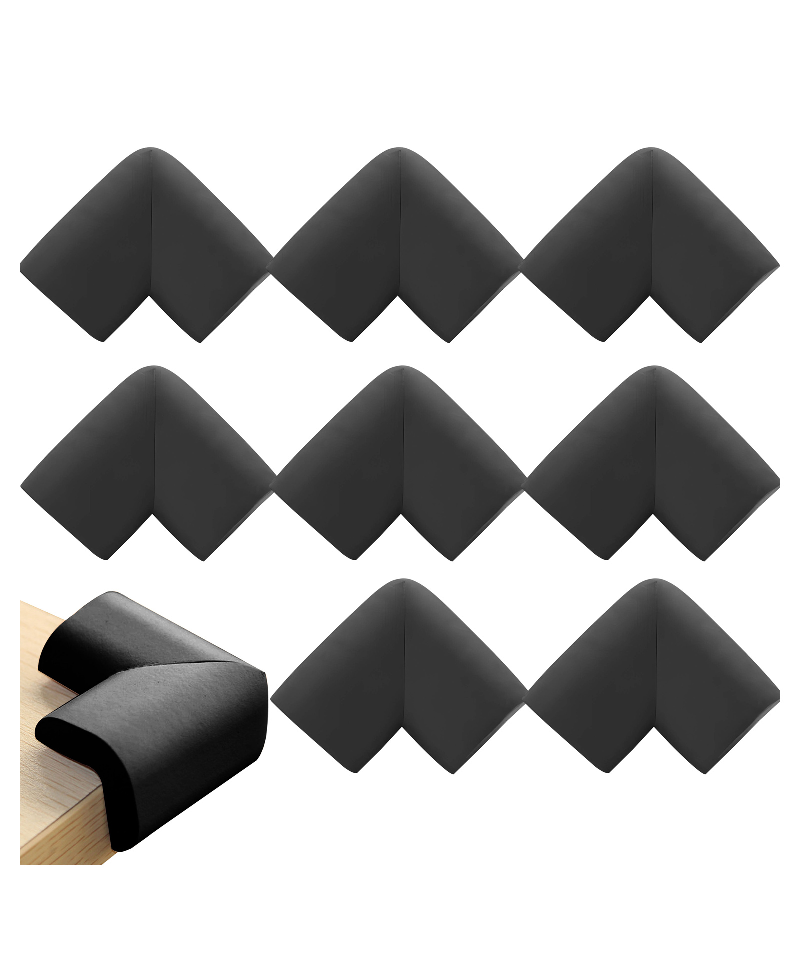 Bembika L-Shaped Baby Safety Corner Protector Pack of 8 - Black-image-8