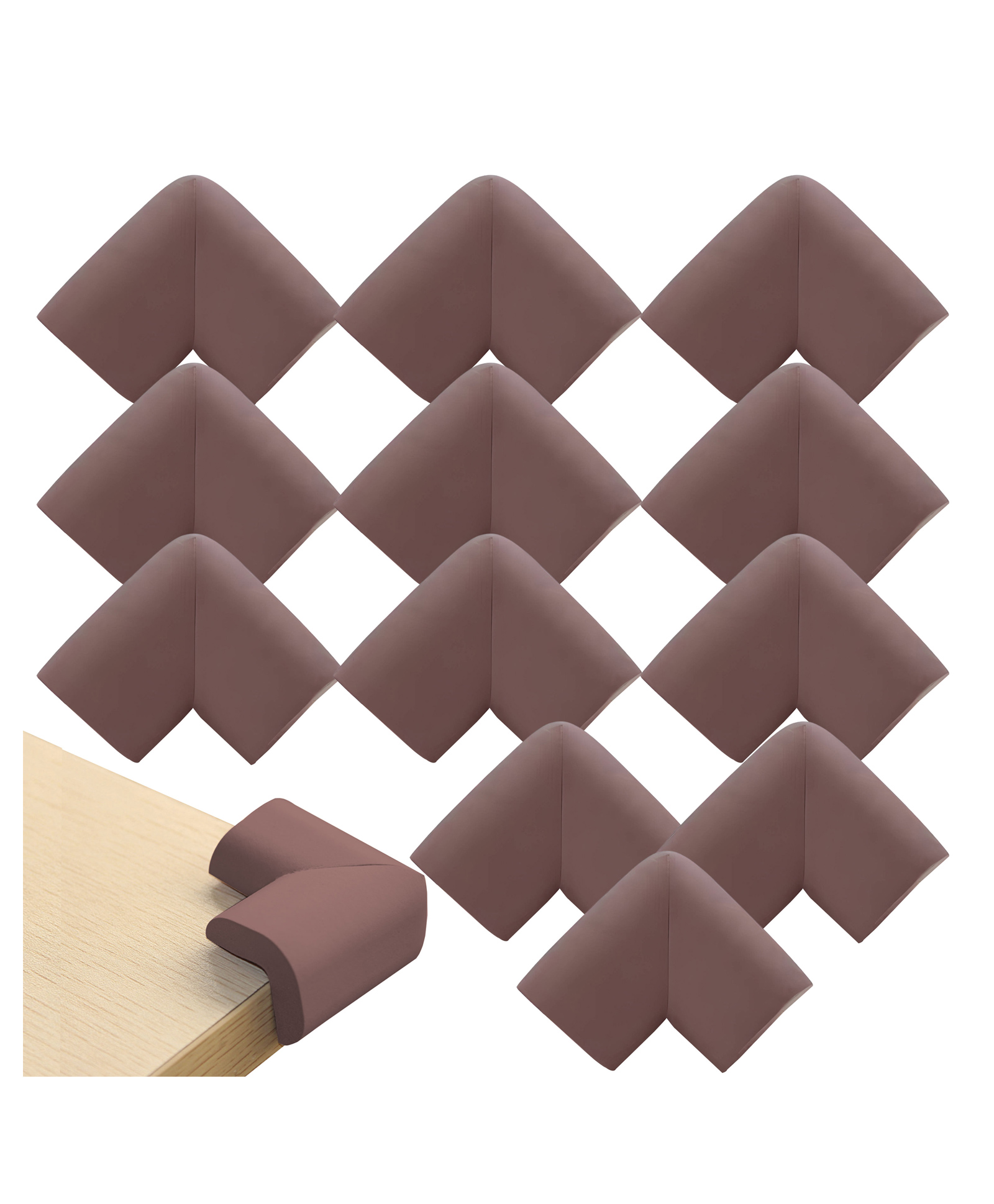 bembika l-shaped baby safety corner protector pack of 12 - brown