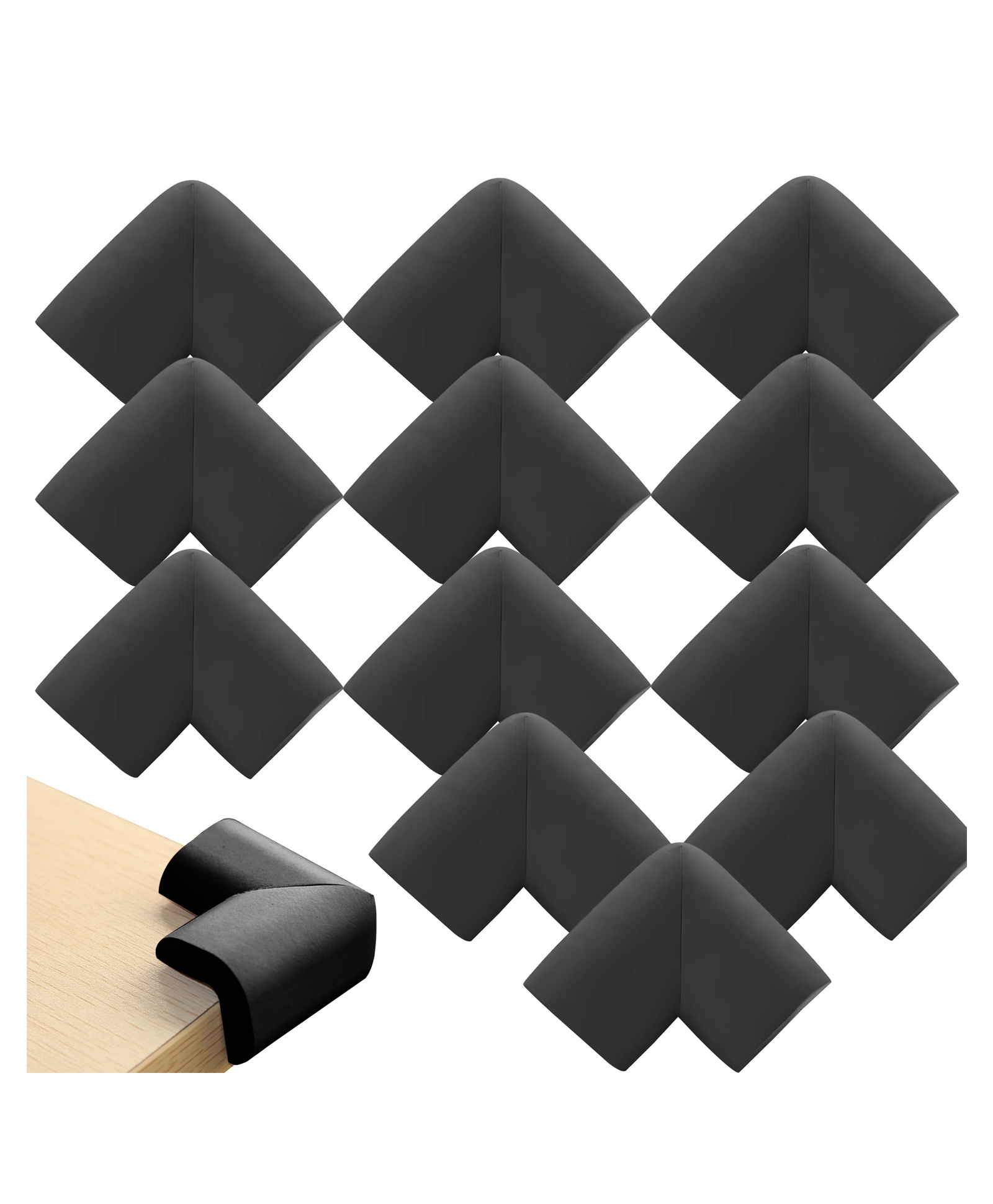 Bembika L-Shaped Baby Safety Corner Protector Pack of 12 - Black-image-5