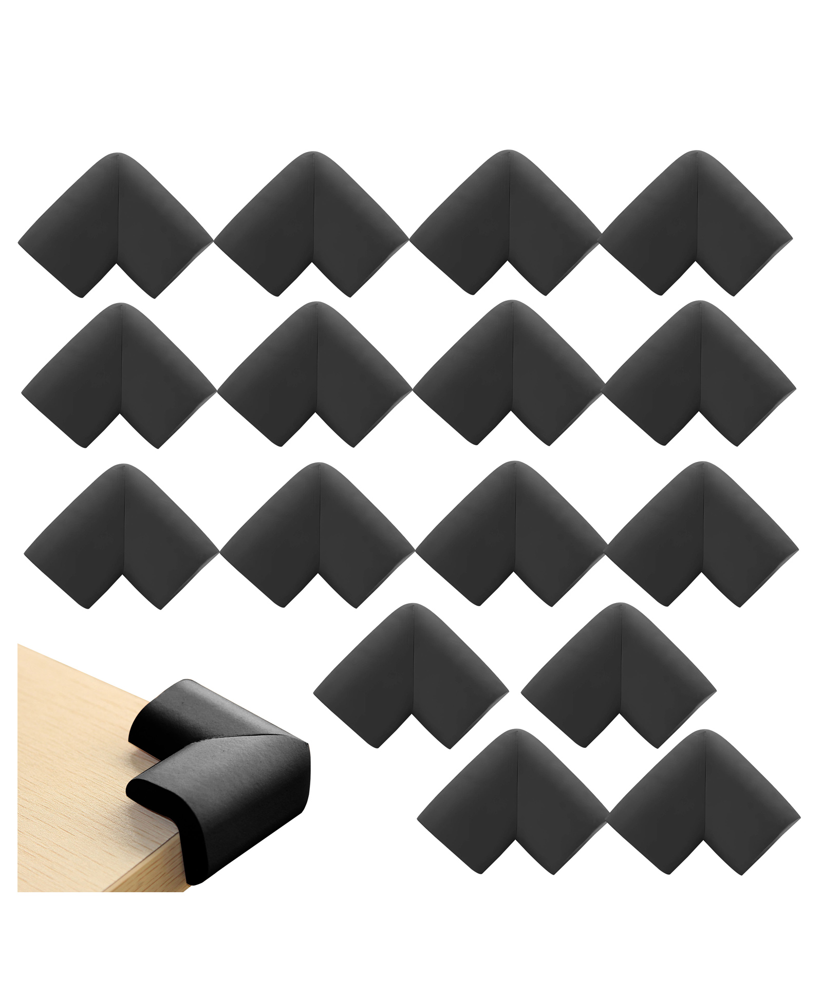 Bembika L Shaped Baby Safety Corner Protector Pack of 16 - Black-image-3
