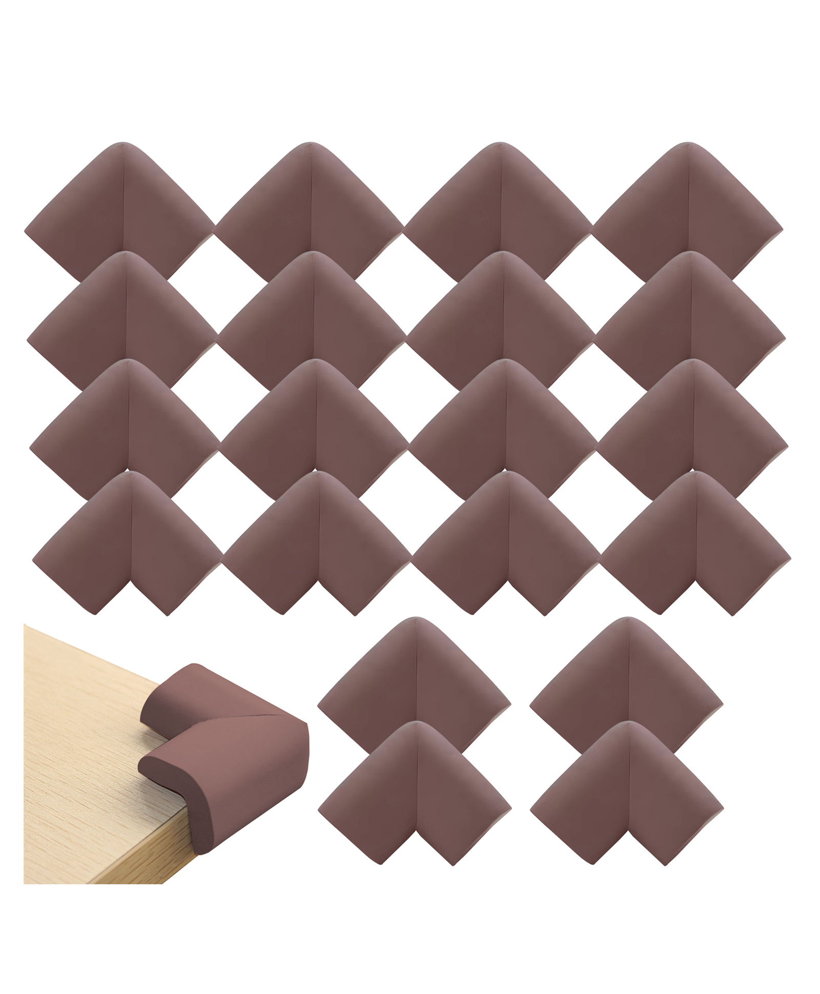 Bembika L Shaped Baby Safety Corner Protector Pack of 20 - Brown-picture-1