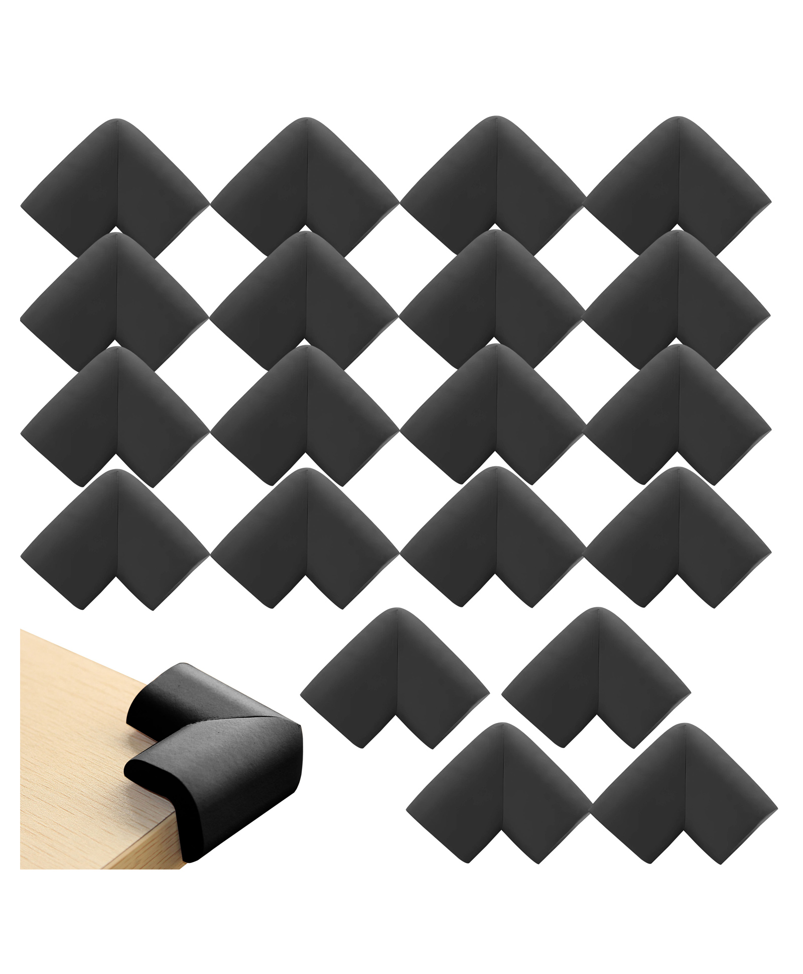 Bembika L Shaped Baby Safety Corner Protector Pack of 20 - Black-image-6