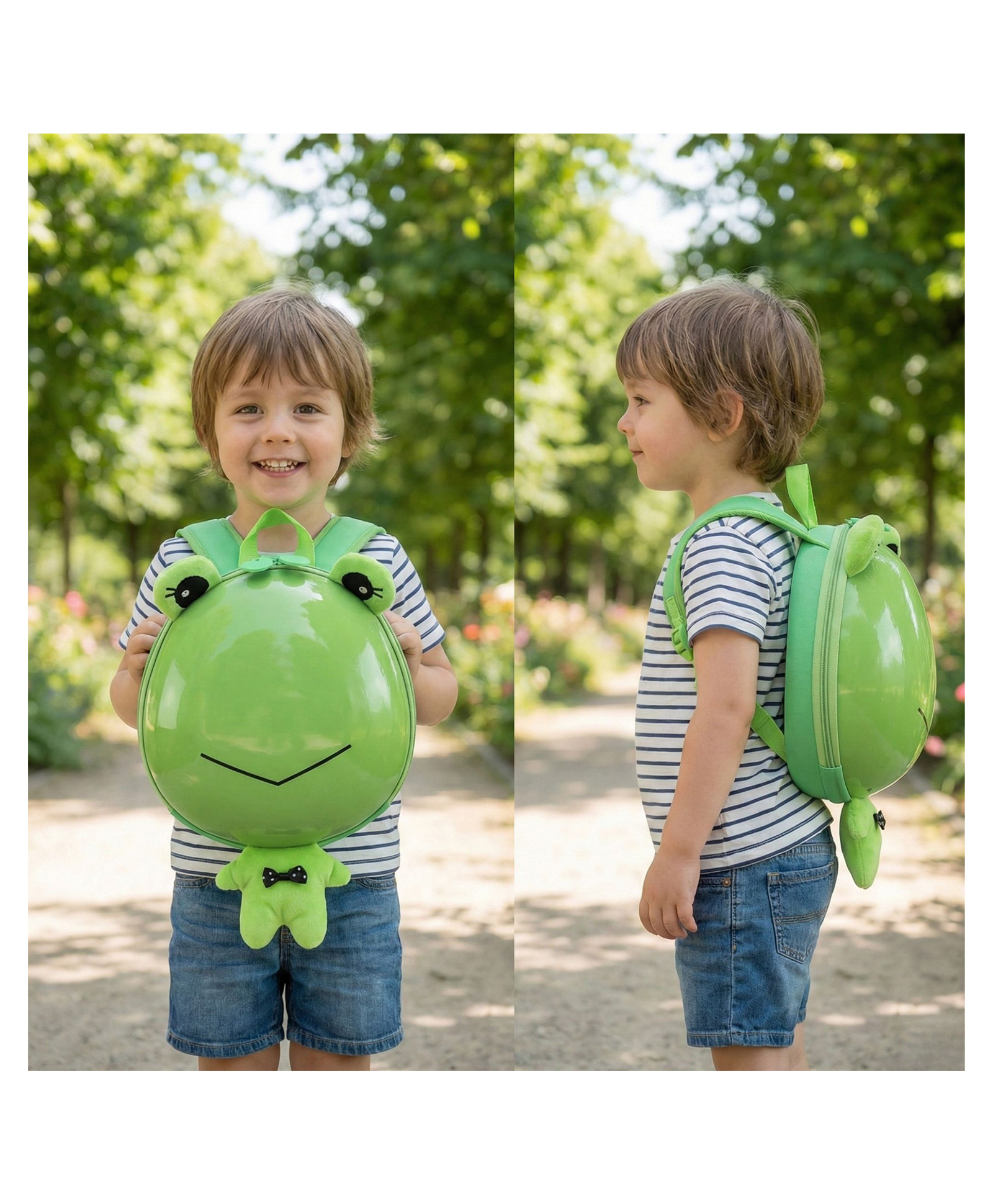 Bembika Kindergarten Cute Cartoon Kids School Bag for Boys and Girls - (Eggshell Cute Frog - 3D)-picture-17