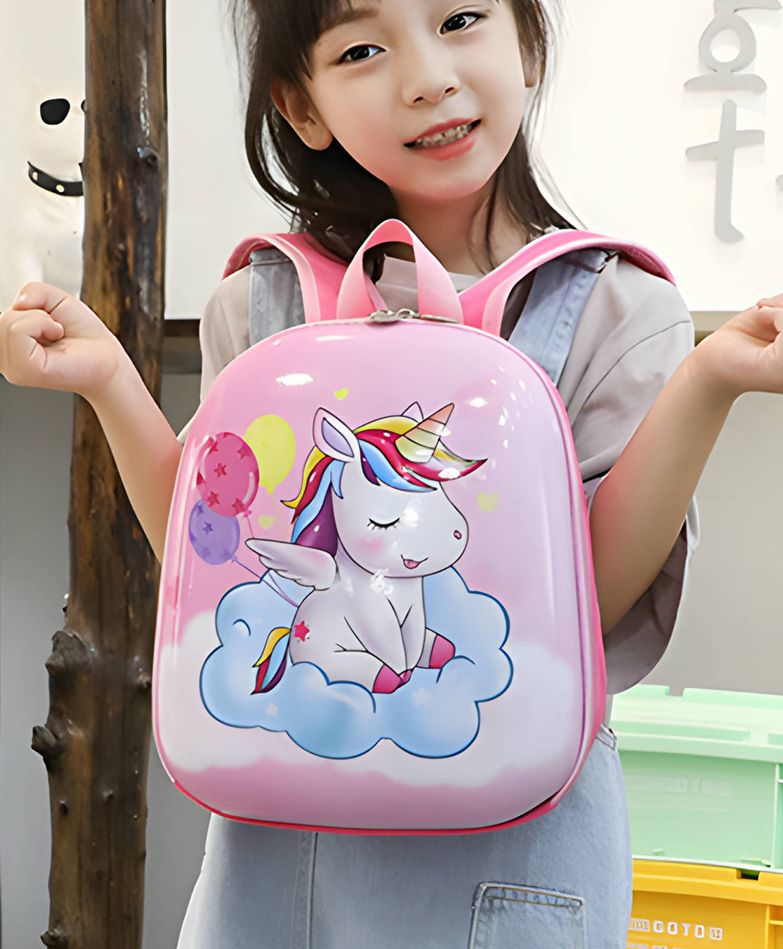 Bembika Kindergarten Cute Cartoon Kids School Bag for Boys and Girls -(Unicorn Baby Pink)-picture-15