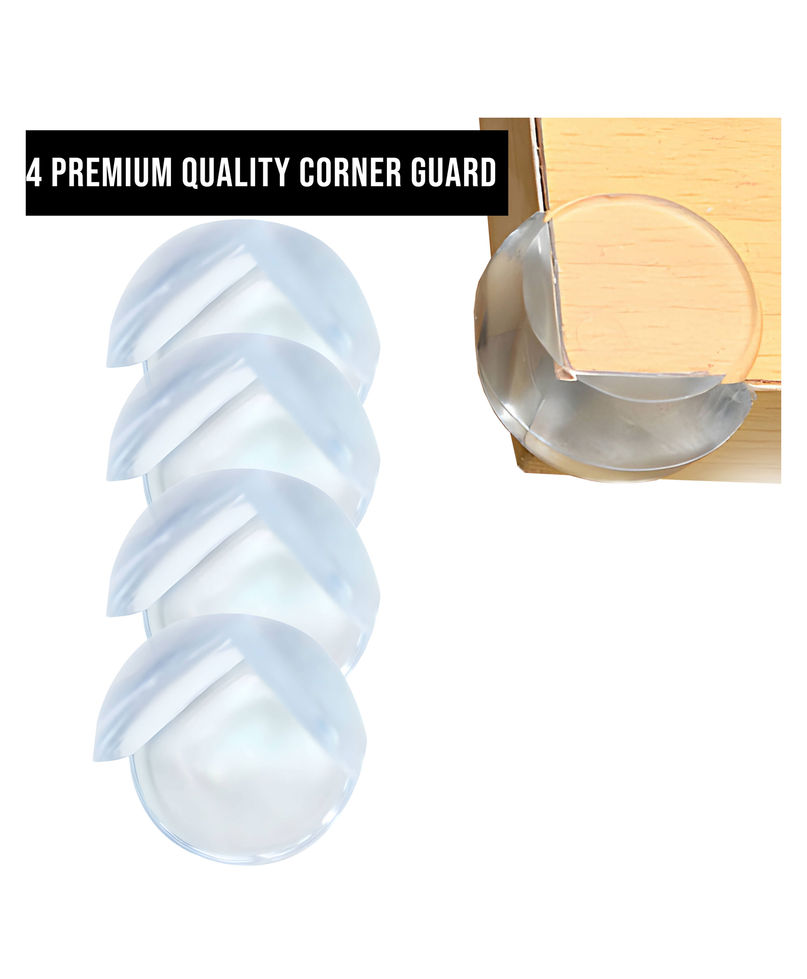Bembika Baby Safety Corner Protector Edge & Corner Guards Round Curved 4 Pieces - White-image-19