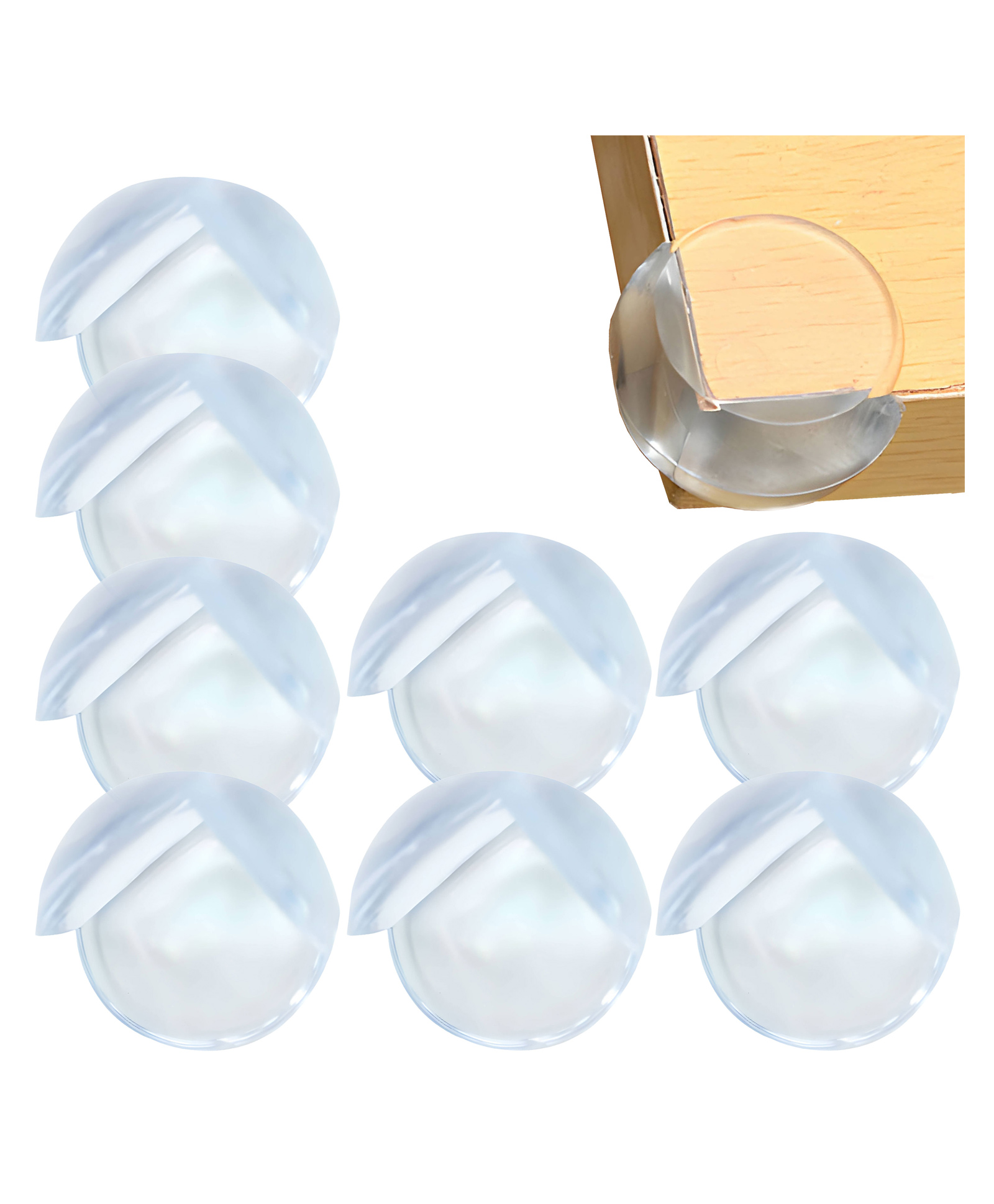 Bembika Round Shaped Baby Safety Corner Protector Pack of 8 - White-picture-43