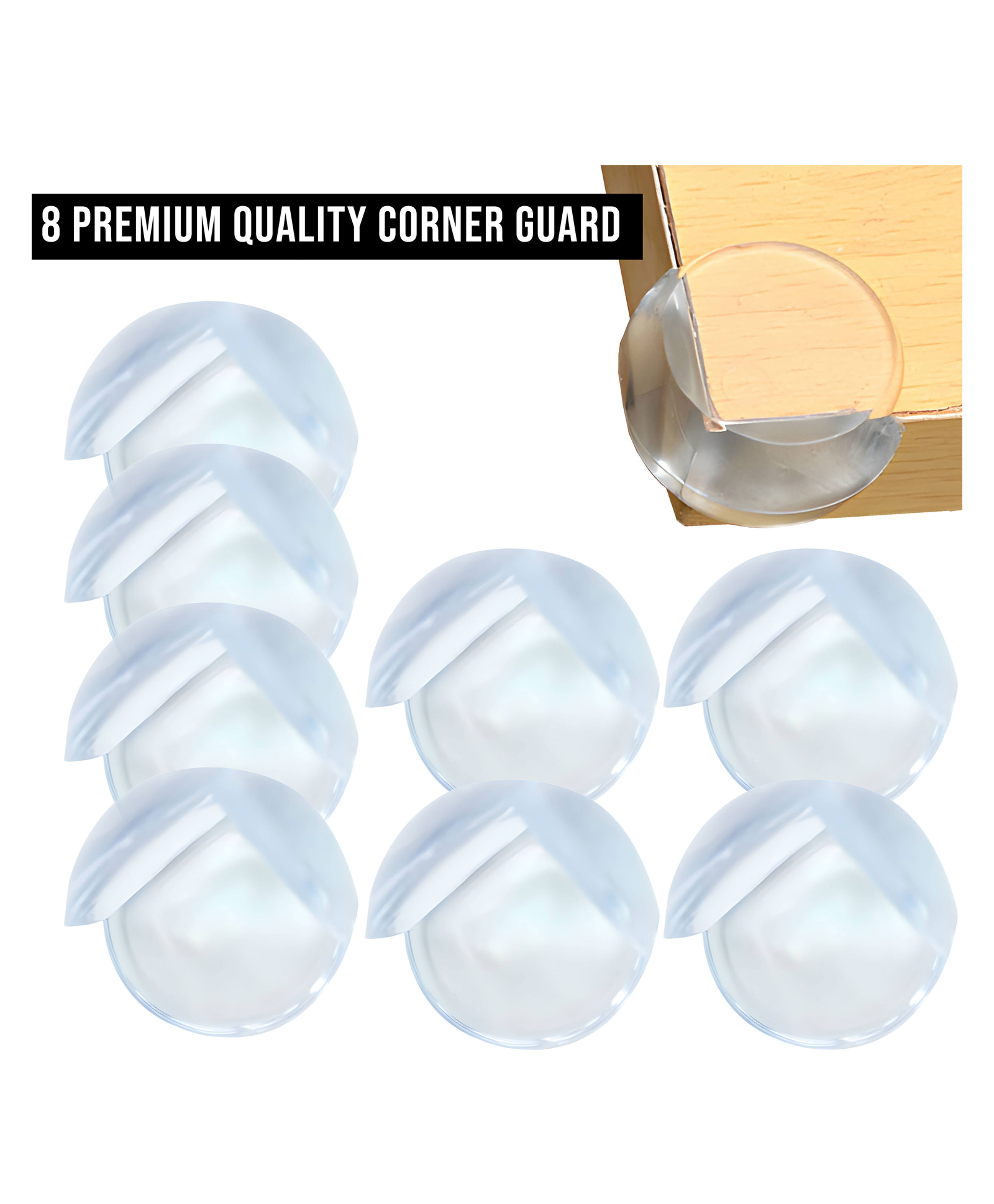 Bembika Baby Safety Corner Protector Edge & Corner Guards Spherical L  8 Pieces - White-picture-47