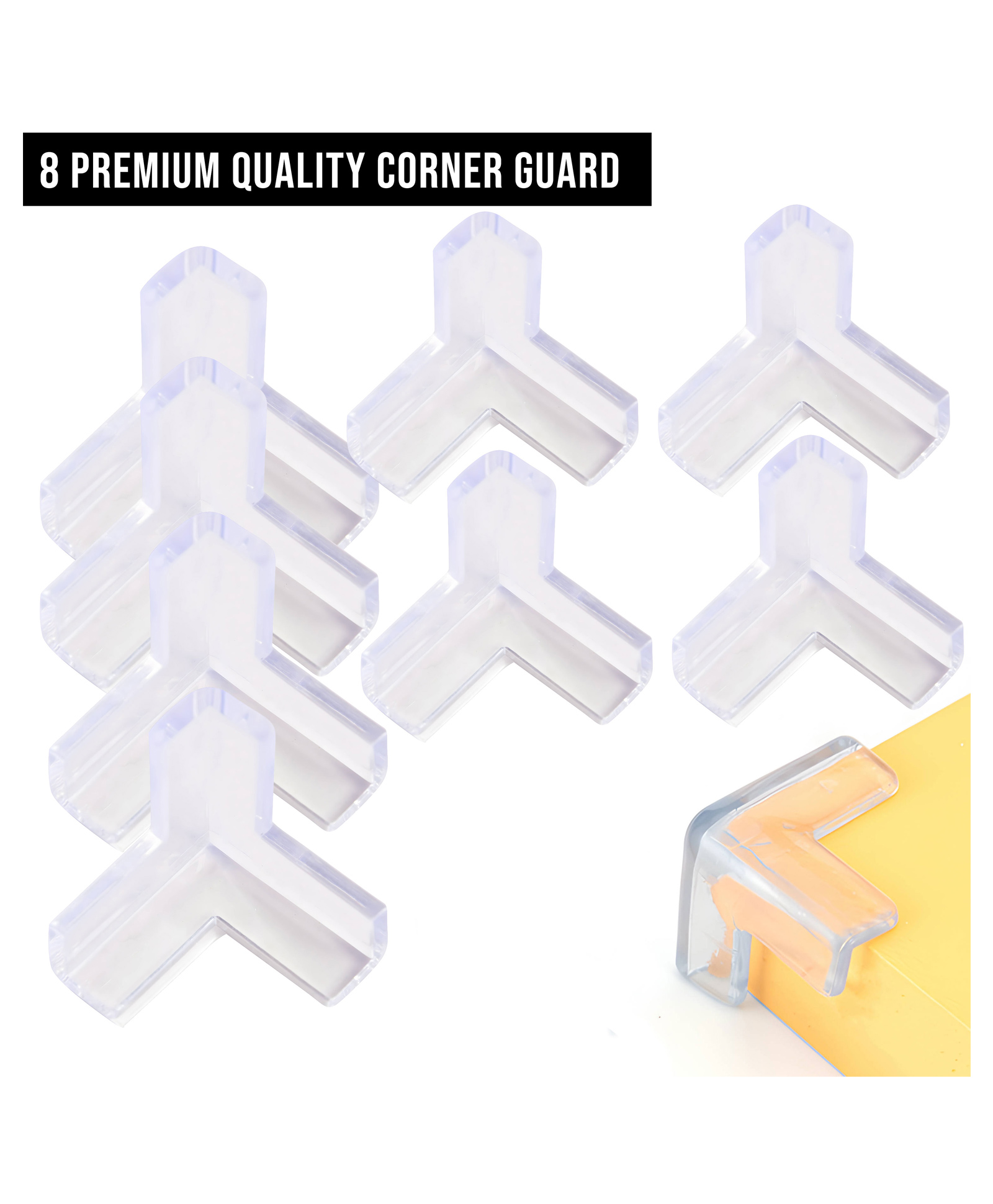 Bembika T Shaped Baby Safety Corner Protector Pack of 8 - White-image-24