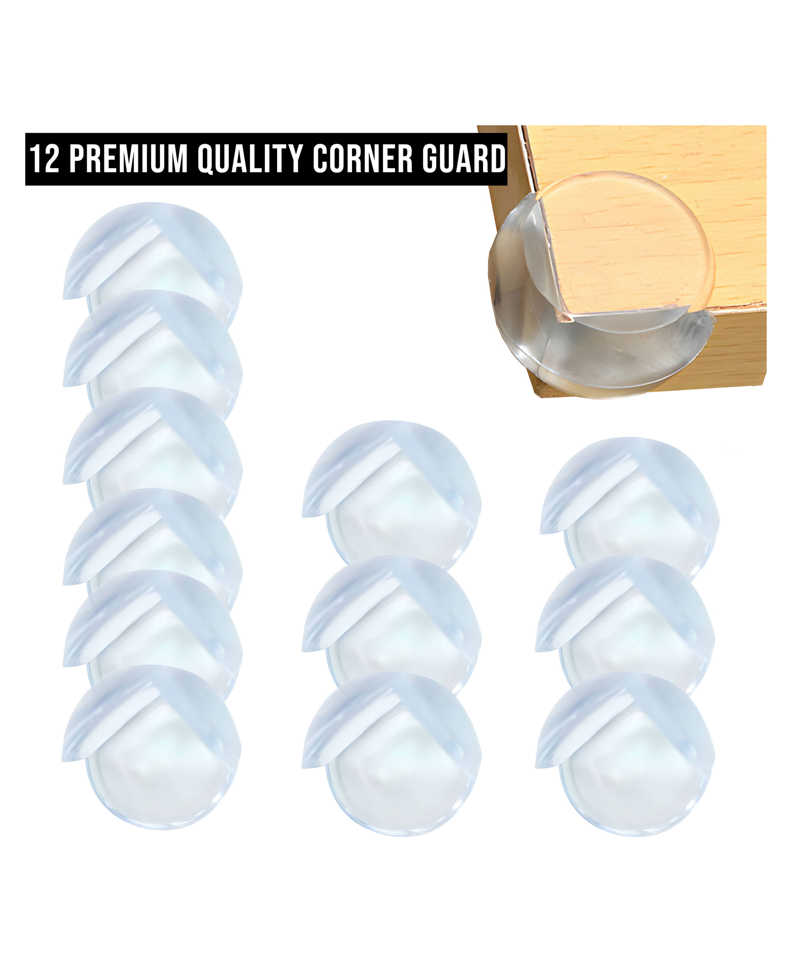Bembika Baby Safety Corner Protector Edge & Corner Guards Round Curved 12 Pieces - White-image-17