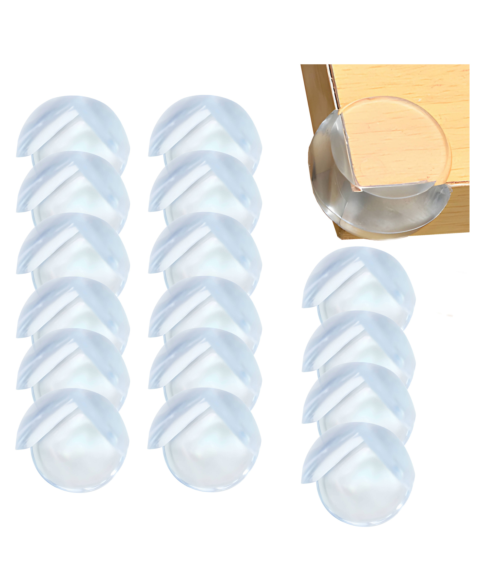 Bembika Round Shaped Baby Safety Corner Protector Pack of 16 - White-picture-16