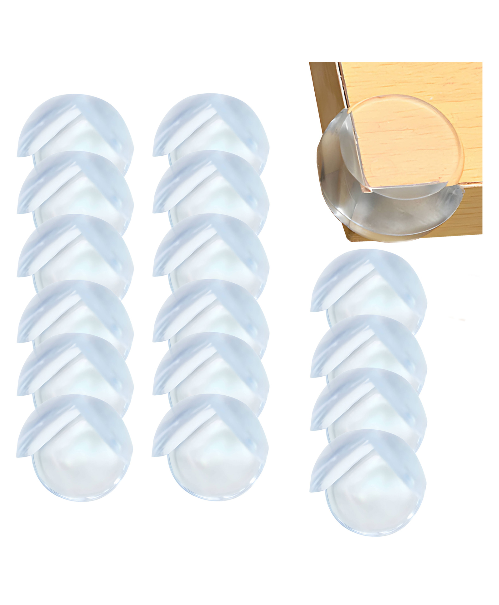 Bembika Baby Safety Corner Protector Edge & Corner Guards Round Curved 16 Pieces - White-image-18