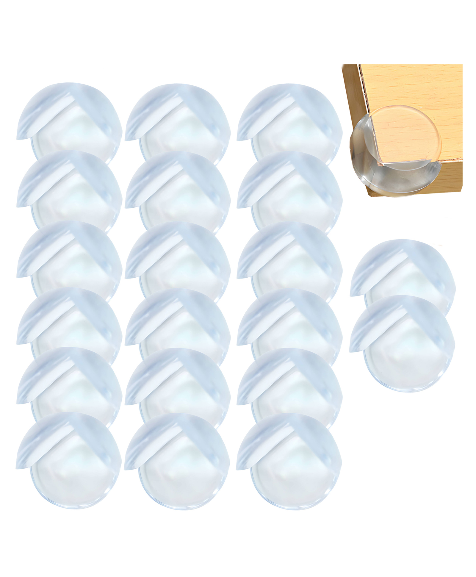 Bembika Baby Safety Corner Protector Edge & Corner Guards Round Shaped 20 Pieces Round - White-image-8