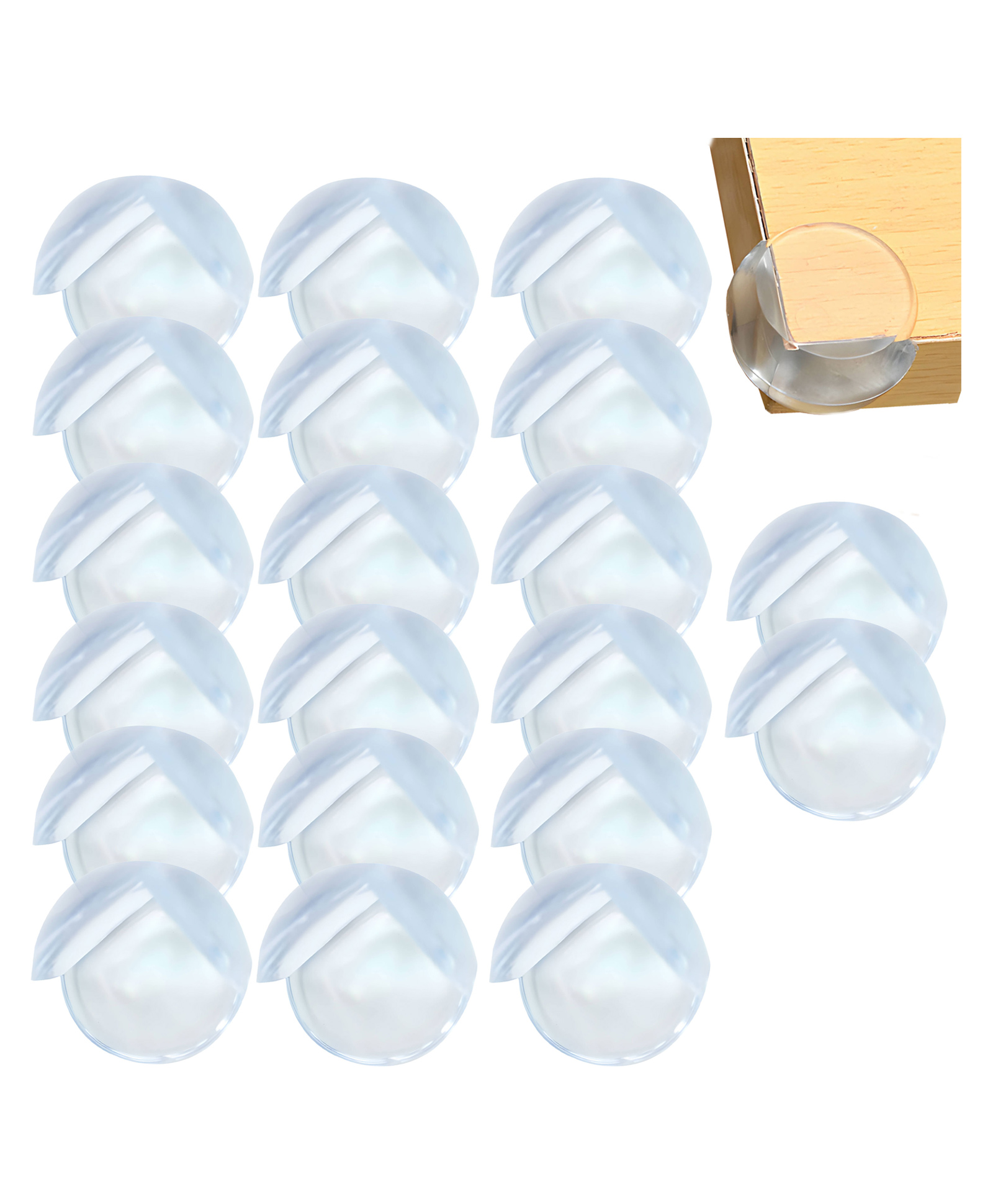 Bembika Baby Safety Corner Protector Edge & Corner Guards Round Curved 20 Pieces - White-image-2
