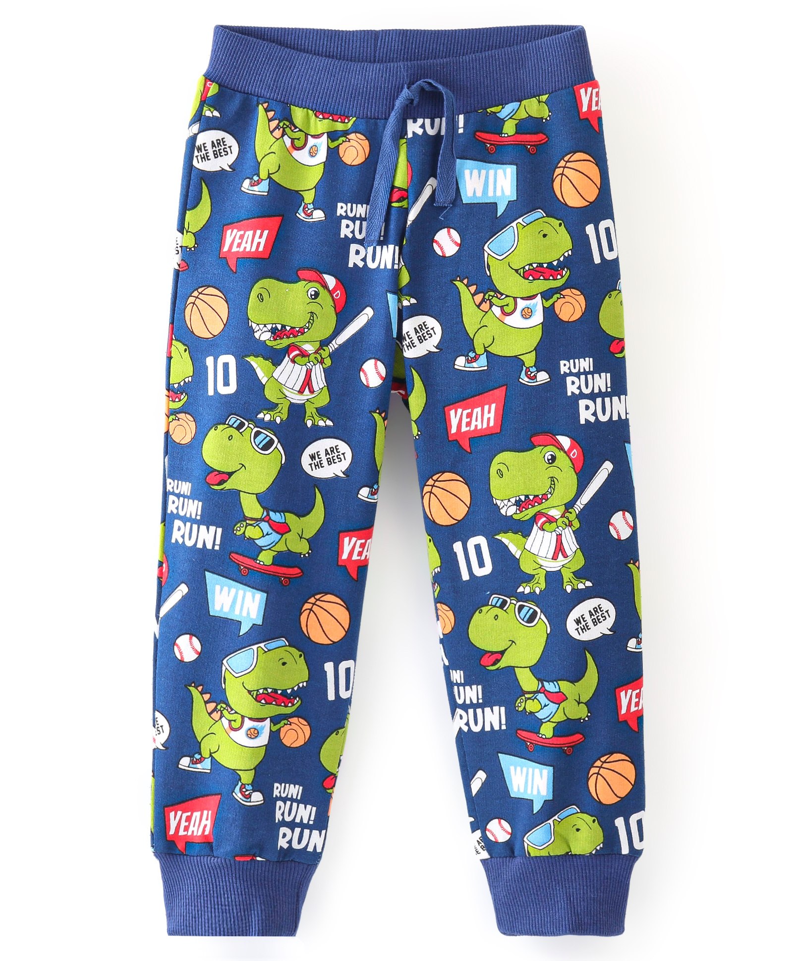 Babyhug Cotton Knit Full Length Lounge Pant Dino Printed - Navy Blue-picture-22