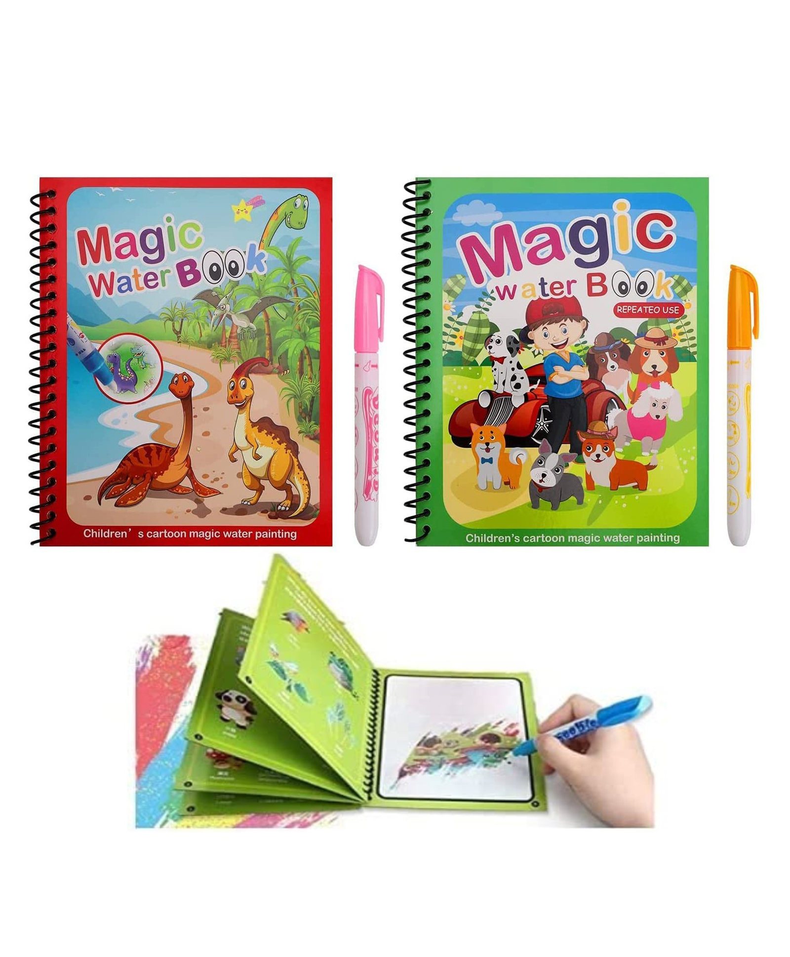 ADKD Drawing Magic Water Coloring Reusable Book Pack of 2 (Random Design)-image-41
