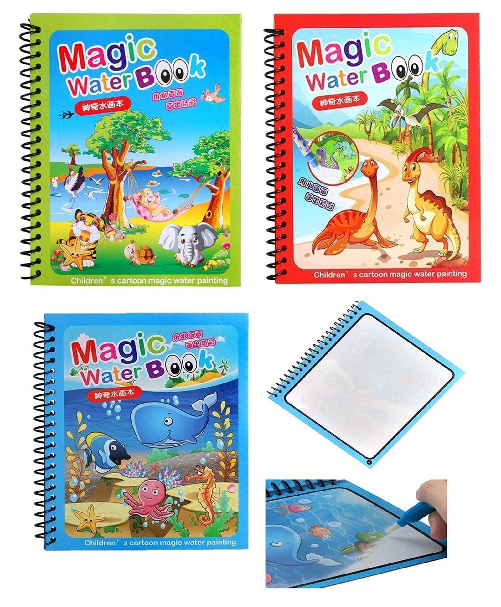 ADKD Drawing Magic Water Coloring Reusable Book Pack of 3 (Random Design)-image-40