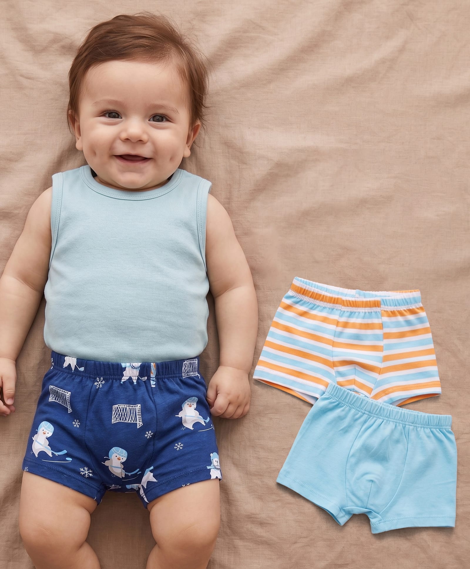 Babyhug 100% Cotton Trunk Dino Print Pack of 3 - Blue & Orange-image-32