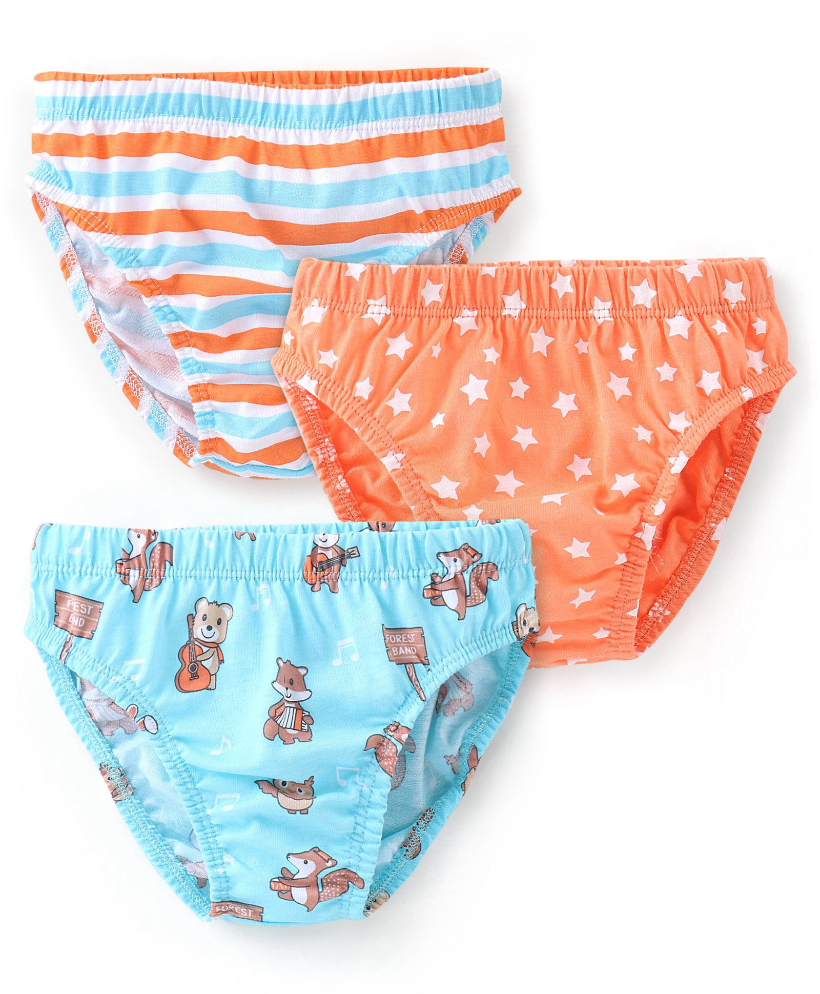 Babyhug 100% Cotton Knit Briefs Star & Bear Print Pack of 3 - Multicolor-image-19