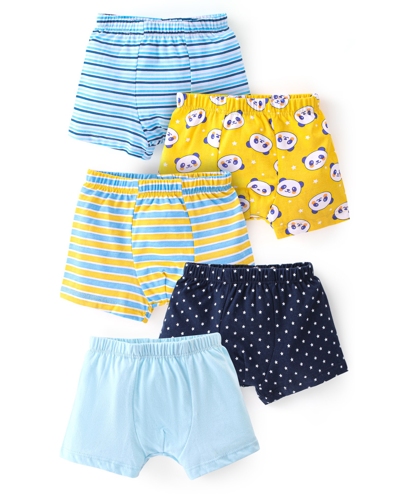 Babyhug 100% Cotton Trunk Dino Print Pack Of 5 - Green Blue & Yellow-image-26