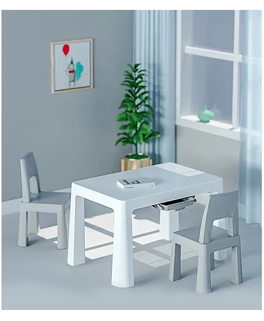 fab n funky Multifunctional Kids Table Chair Child Dining Table And Chairs Plastic - Grey-picture-38