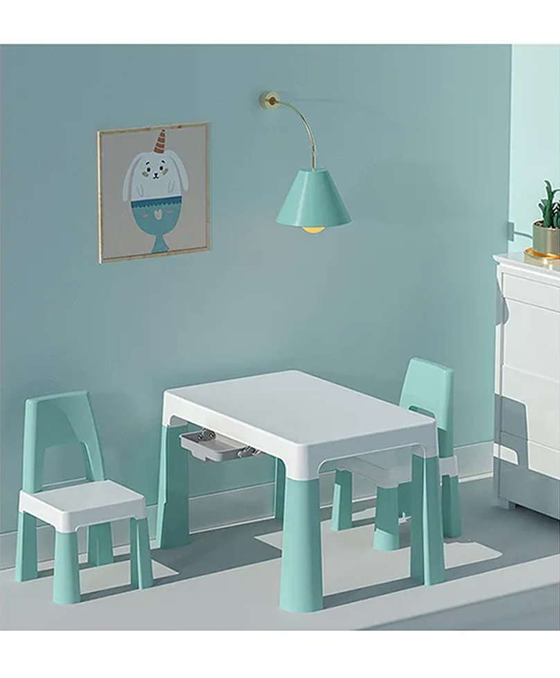 fab n funky Multifunctional Kids Table Chair Child Dining Table And Chairs Plastic - Green-picture-34