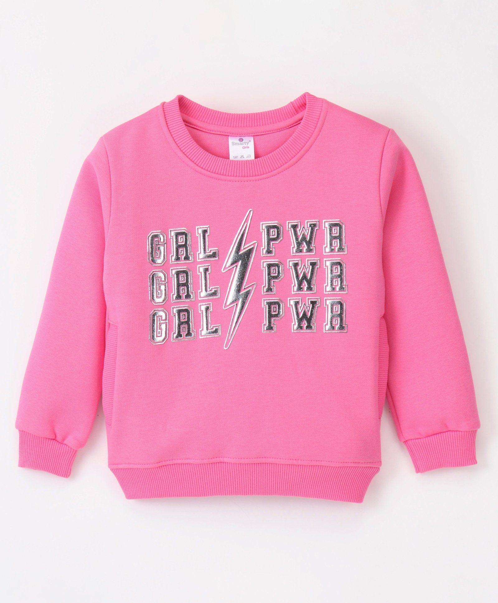 Smarty Girls 100% Cotton Knit Full Sleeves Text Printed Sweatshirt - Pink-image-15
