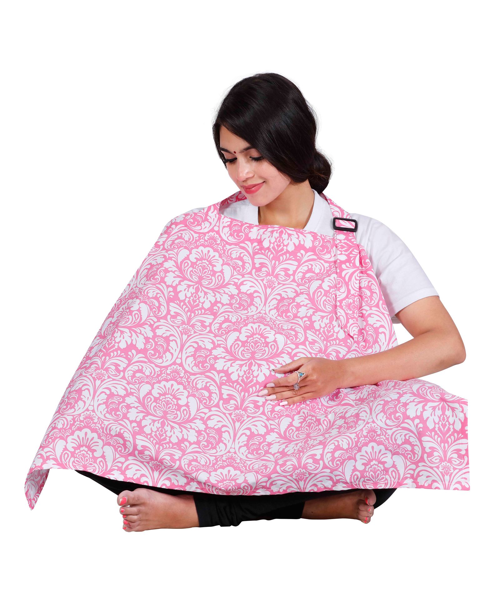 Lulamom Floral  Printed Extra Wide Feeding & Nursing Cover - Pink-picture-22