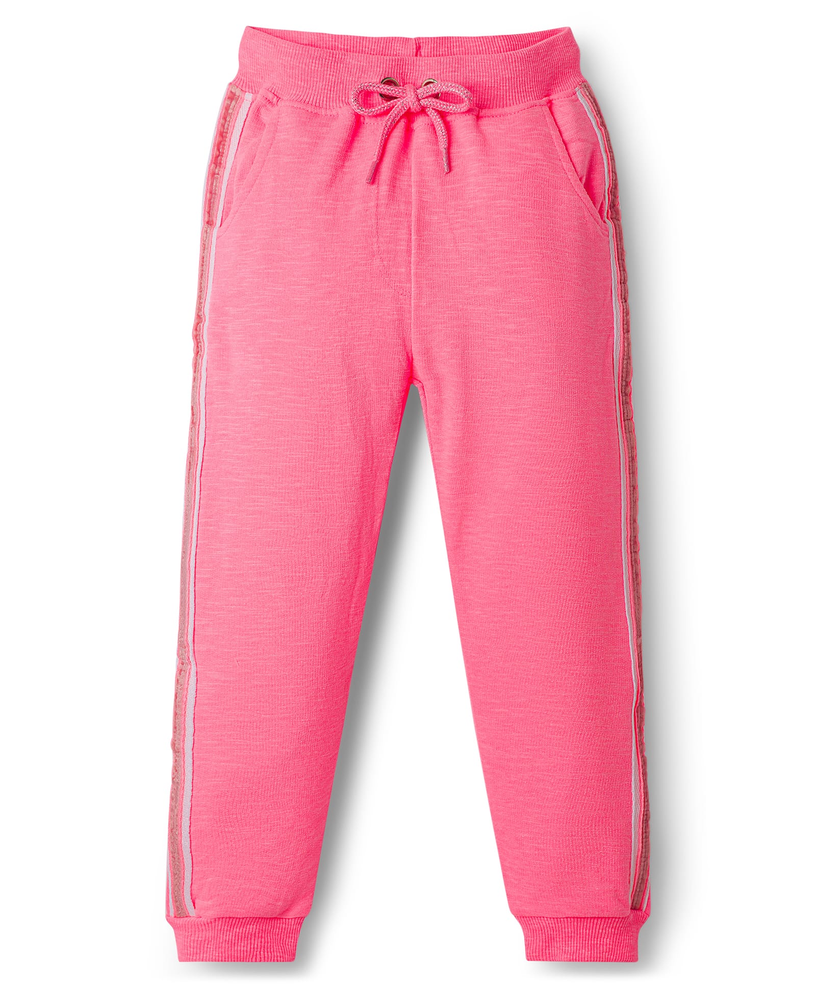 Babyhug Cotton Looper Knit Full Length Solid Colour Lounge Pant - Neon Pink-picture-15