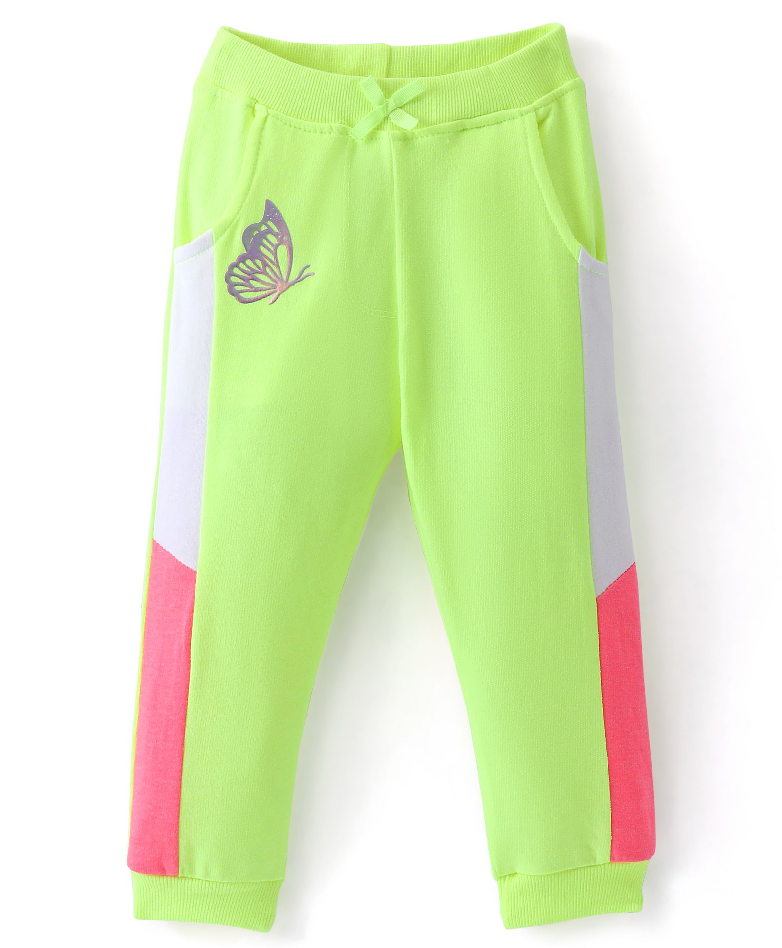 Babyhug Cotton Looper Knit Full Length Lounge Pants Butterfly Printed - Lime Green-picture-33
