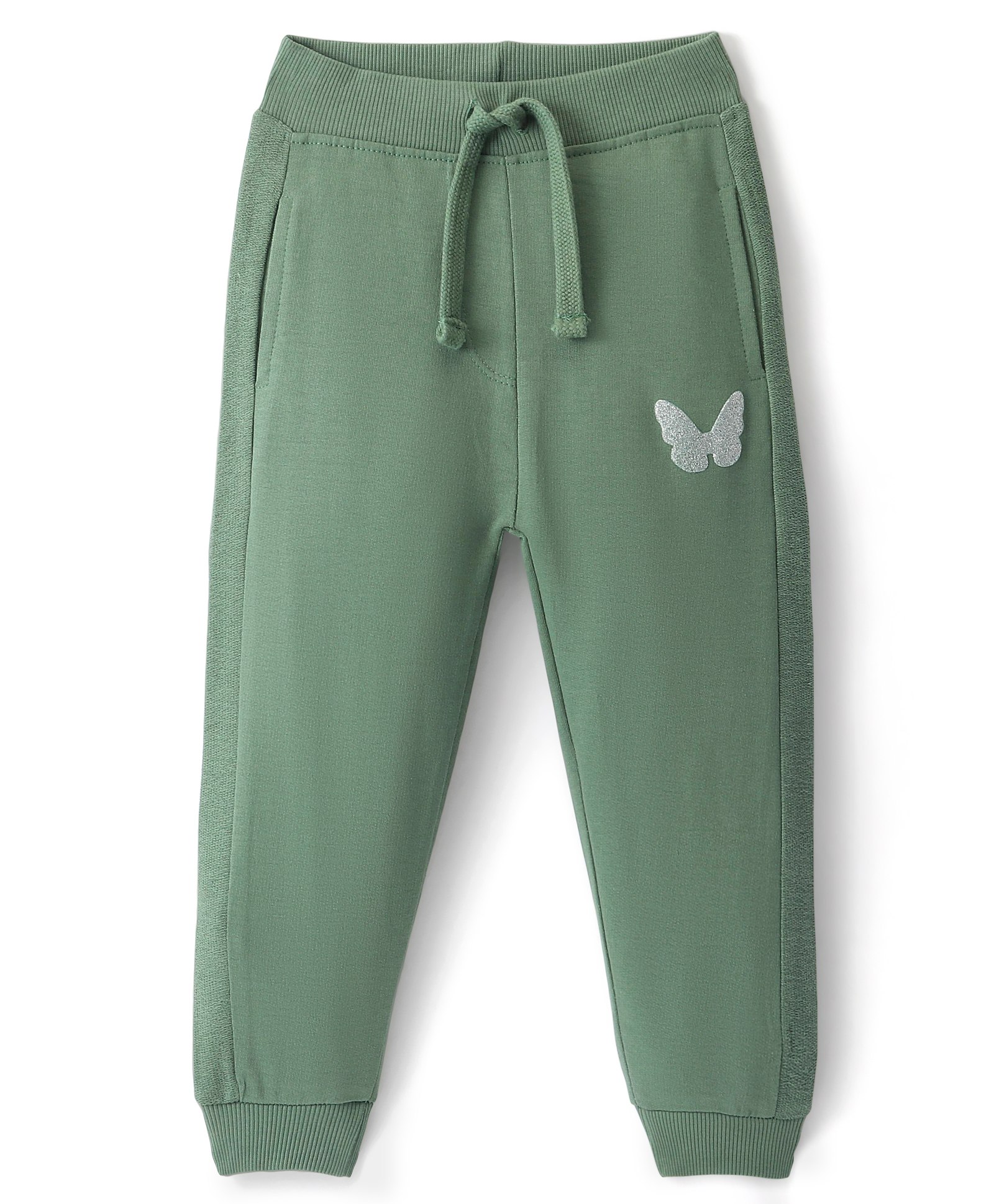 Babyhug Cotton Looper Knit Full Length Lounge Pants Butterfly Printed - Green-image-44